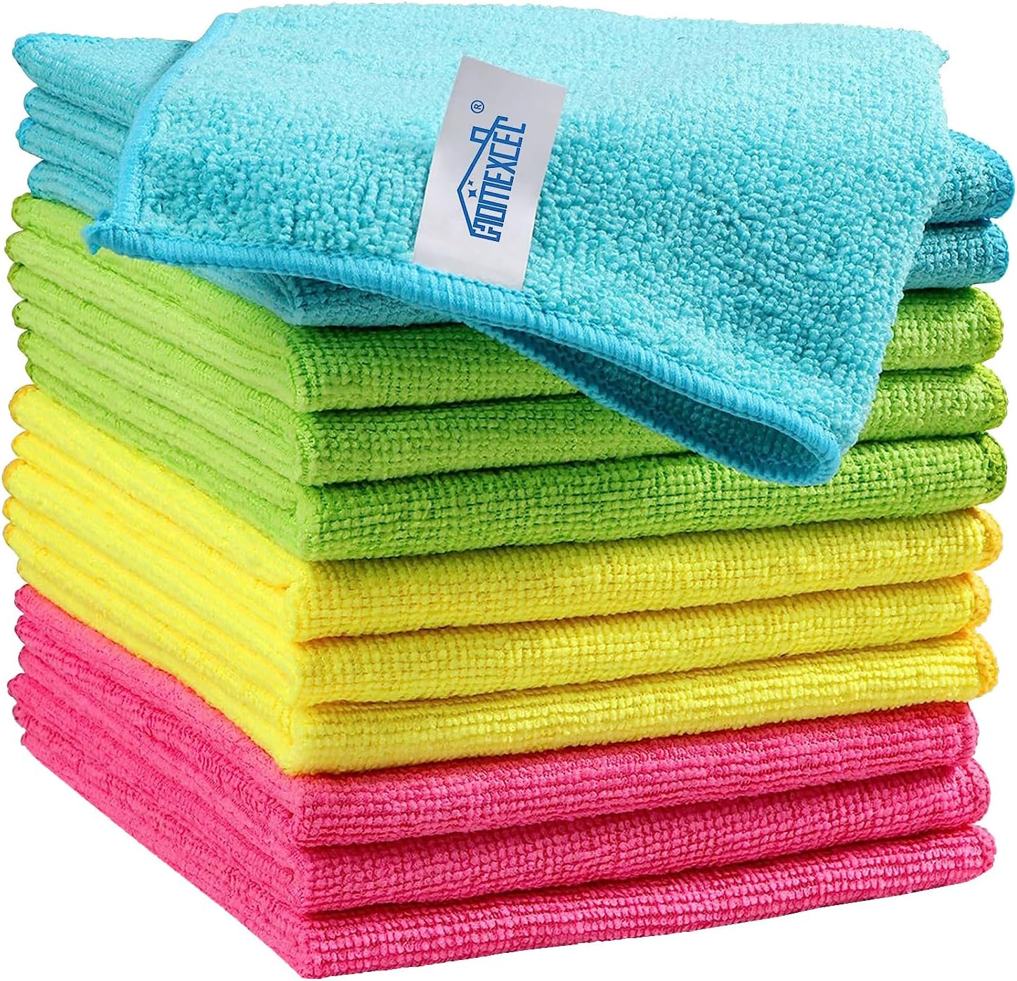 HOMEXCEL Microfiber Cleaning Cloth,12 Pack Cleaning Rags, Cleaning Towels with 4 Color Assorted