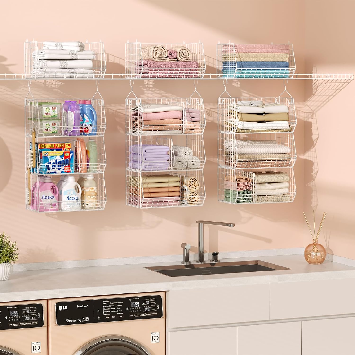 3 Tier Extra Large Closet Hanging Shelves with Divider, 16.5"L x 11.8"W x 33.6"H Closets Organizers