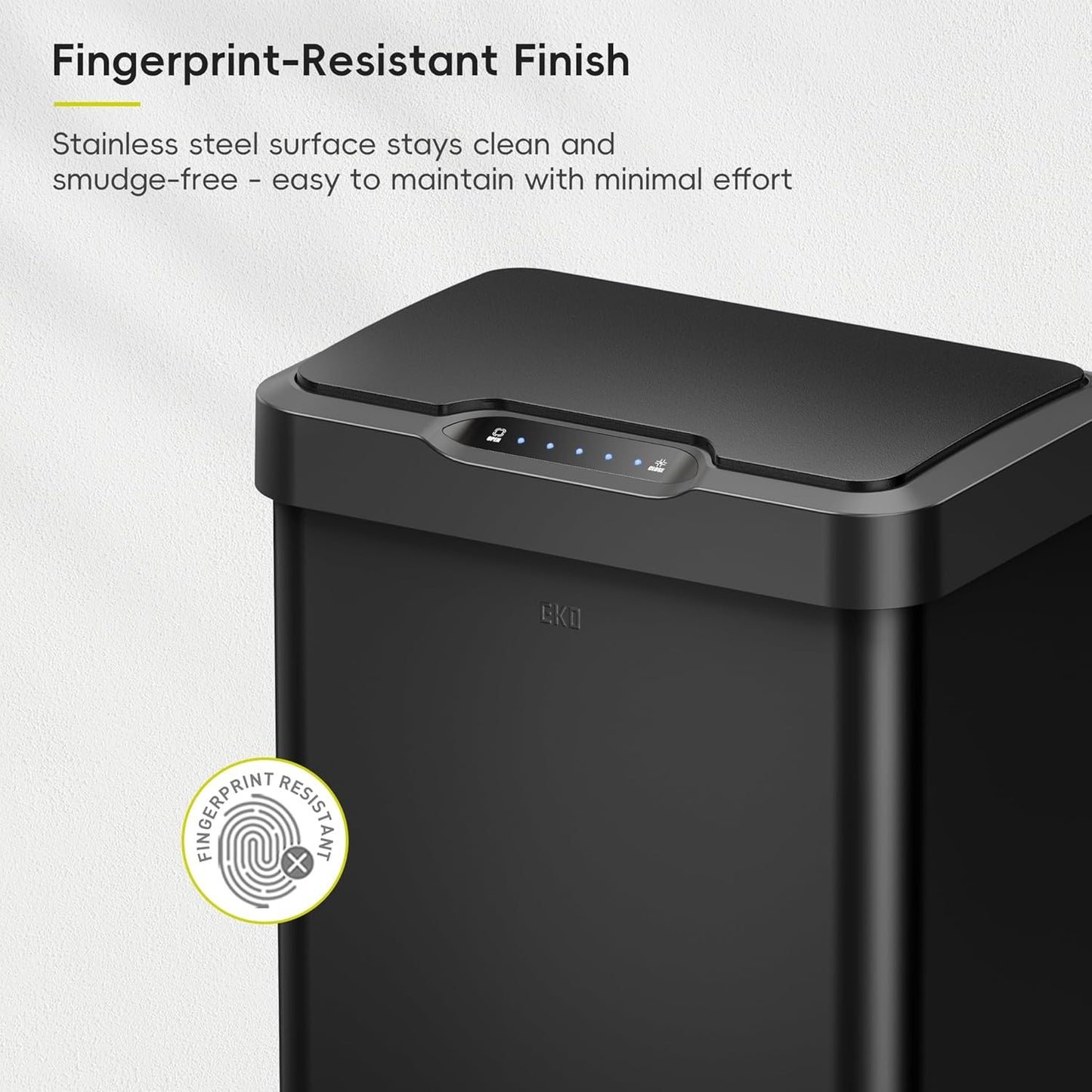EKO Mirage-T 50 Liter / 13.2 Gallon Touchless Rectangular Motion Sensor Trash Can, Brushed