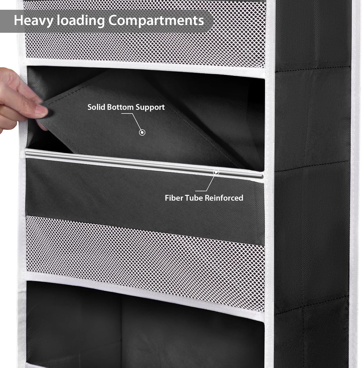 Univivi 5-Shelf Fabric Door Storage Over Door Hanging Organizer with 4 Large Pockets and 3 Small