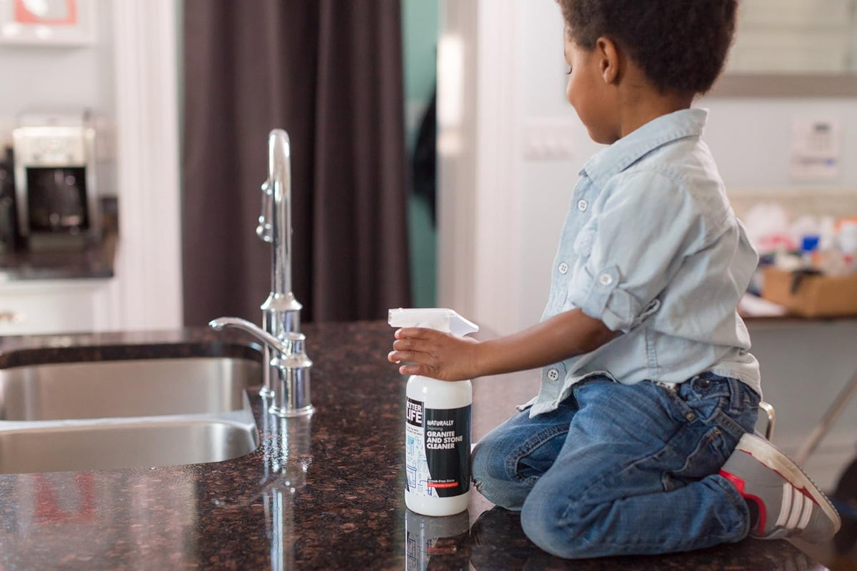 BETTER LIFE Granite Cleaner and Polish - Stone Countertop Cleaner for Marble, Quartz, Slate