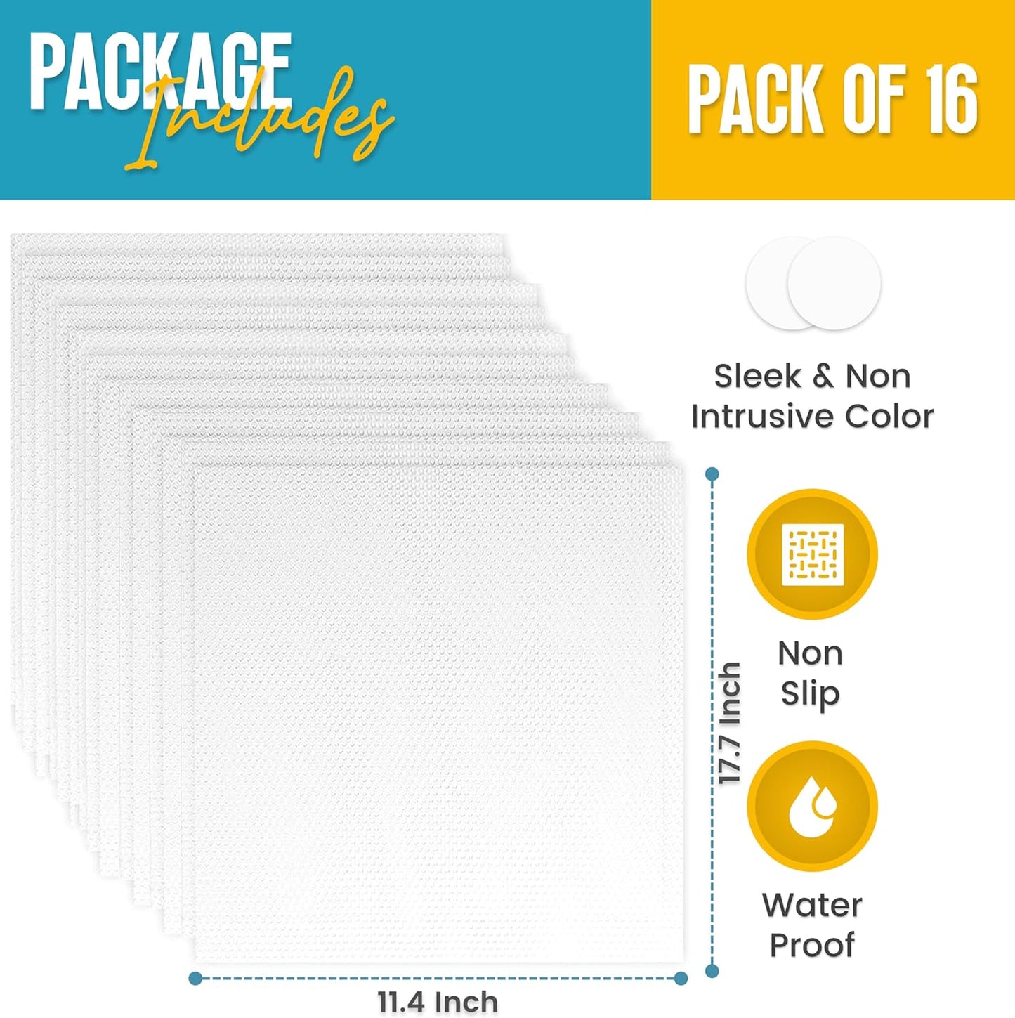 Refrigerator Liners for Shelves (16 Pack) by Linda’s Essentials - Non-Adhesive Shelf or Drawer