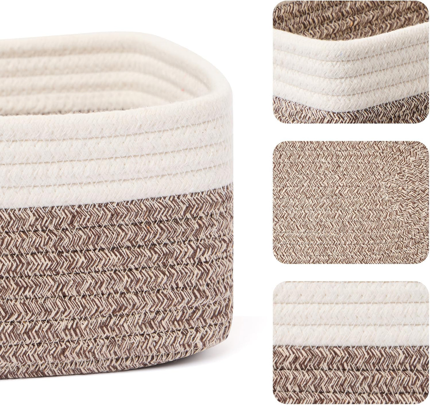 Small Storage Baskets for Organizing | Closet Organizer Bins | Shelf Toy Basket | Woven Rope