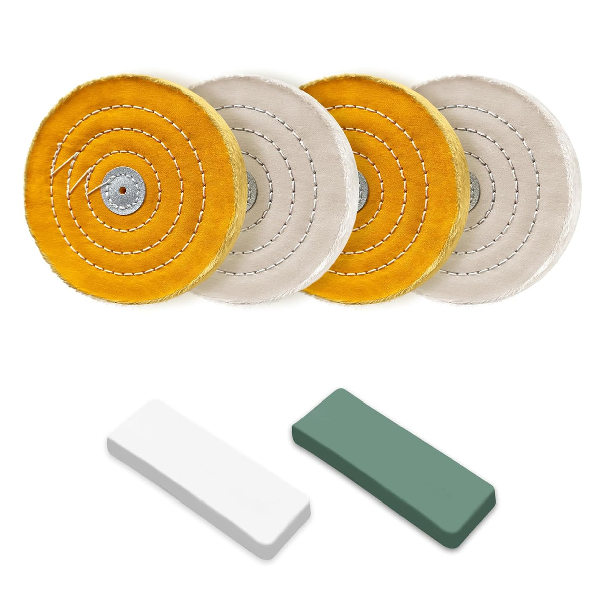 6pcs Buffing Wheel Kit Includes 4pcs 6 Inch Polishing Pads and 2pcs Polishing Compounds, for Bench