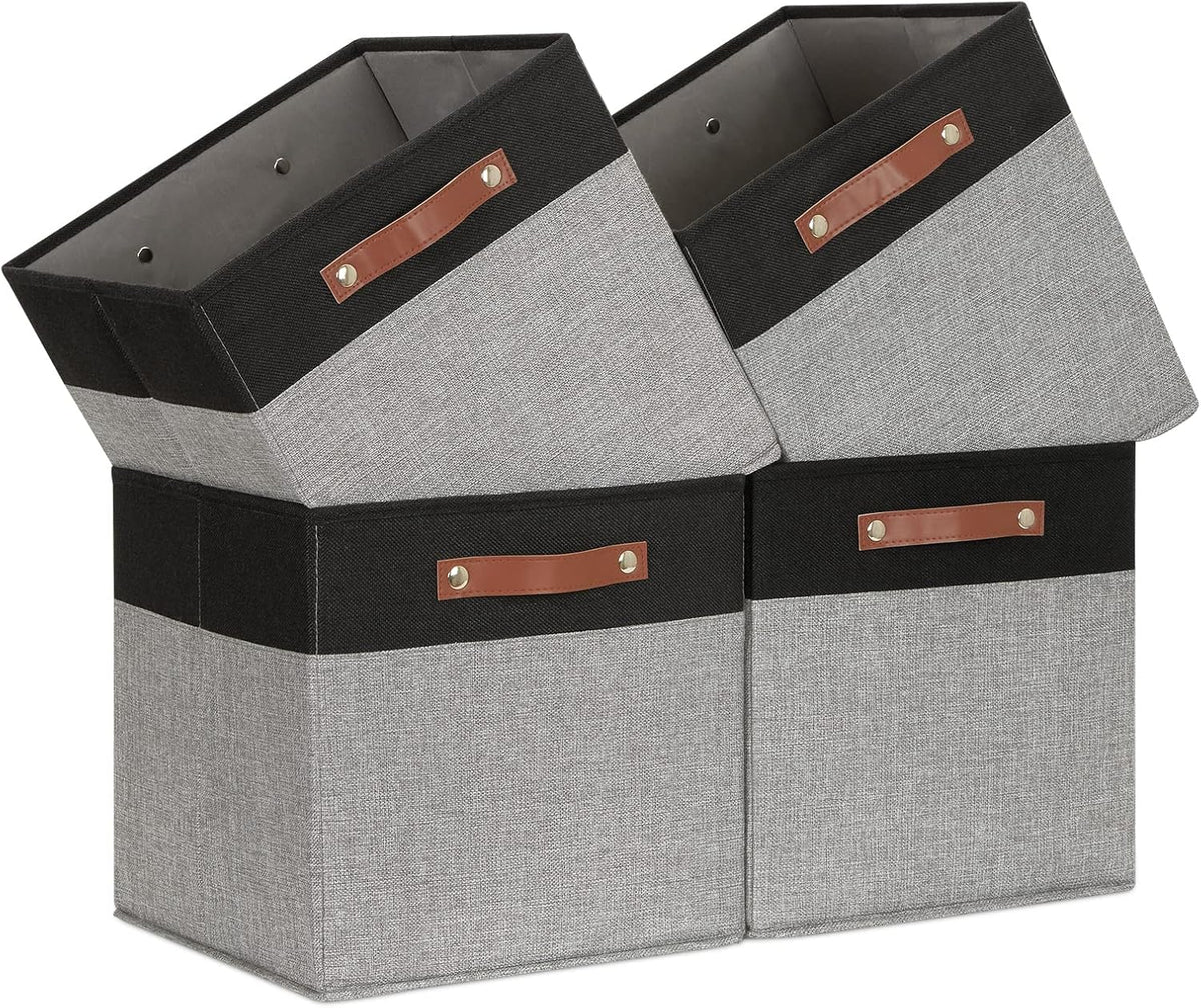 Temary 13 x 13 Storage Cubes Foldable Storage Cubes 4 Pack Canvas Storage Bin for Home, Square