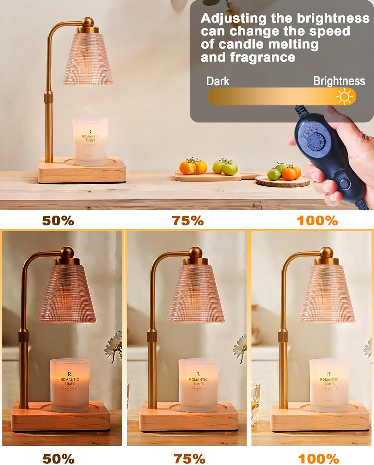 Candle Warmer Lamp - Electric Candle Warmer with Timer, Adjustable Height & Brightness, 2