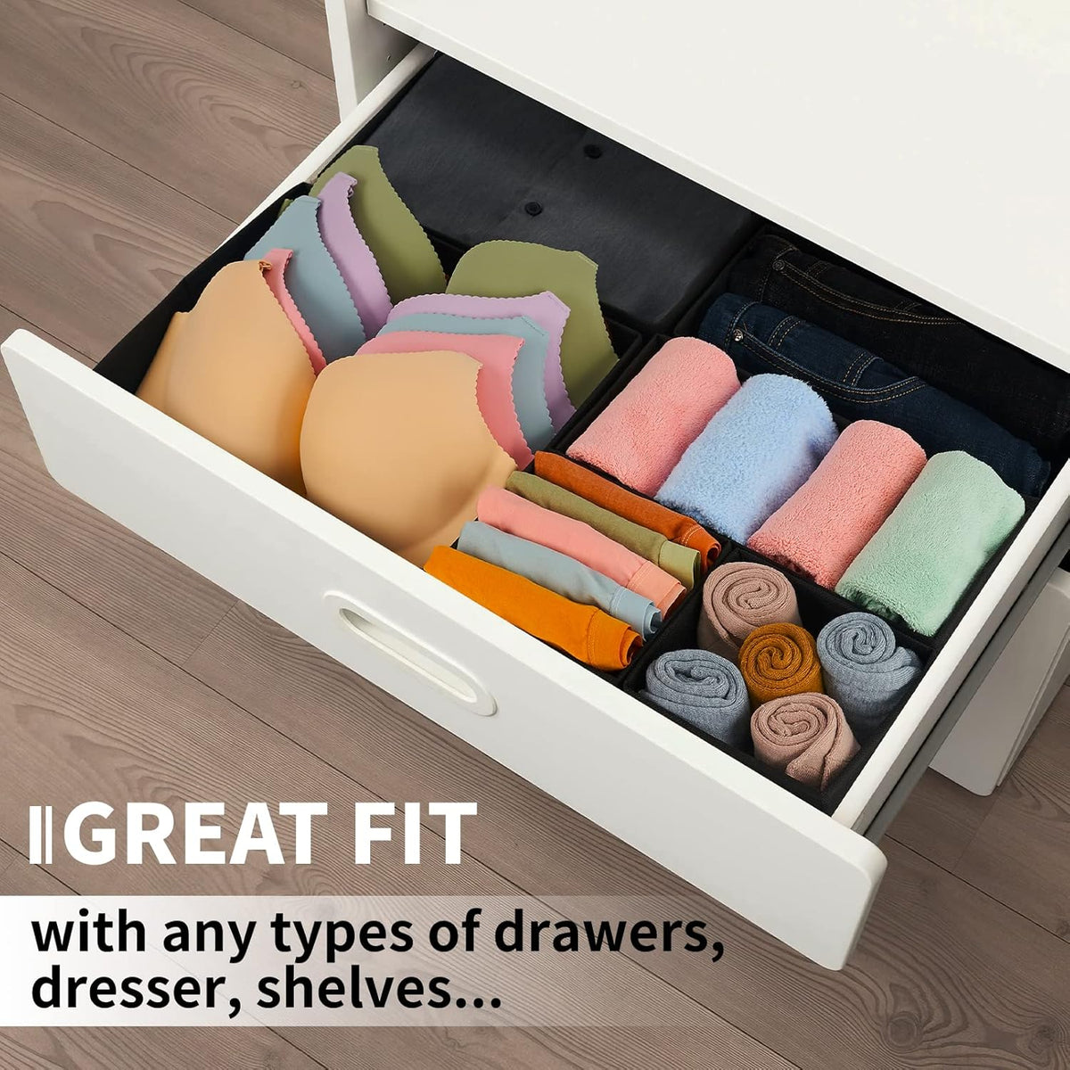 Criusia Drawer Organizer Clothes, 8 Pack Underwear Drawer Organizer, Foldable Cloth Storage Box