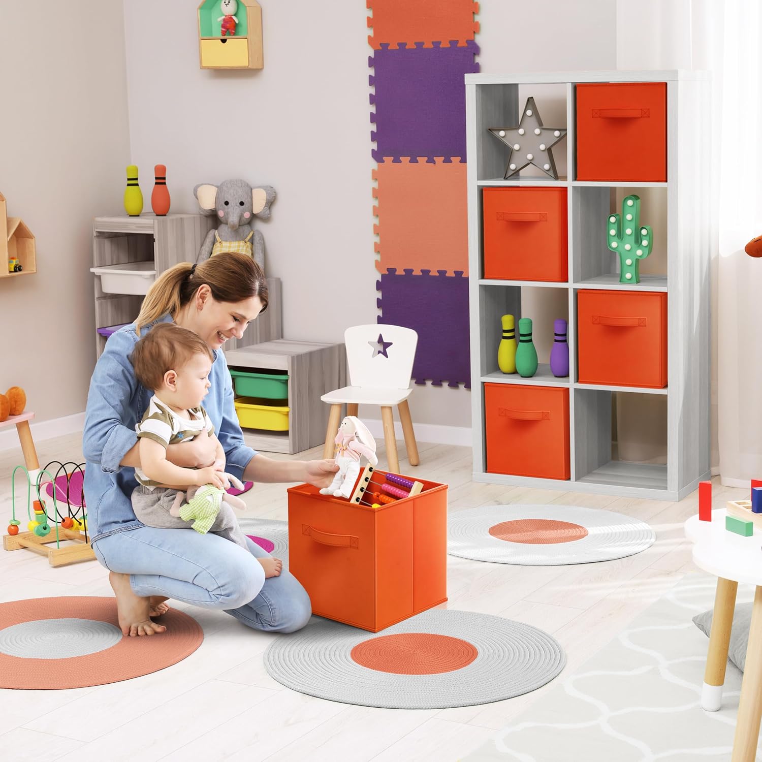 Sorbus Fabric Storage Cubes - 8 Foldable Storage Bins for Organizing Pantry, Cubbies, Toy Box