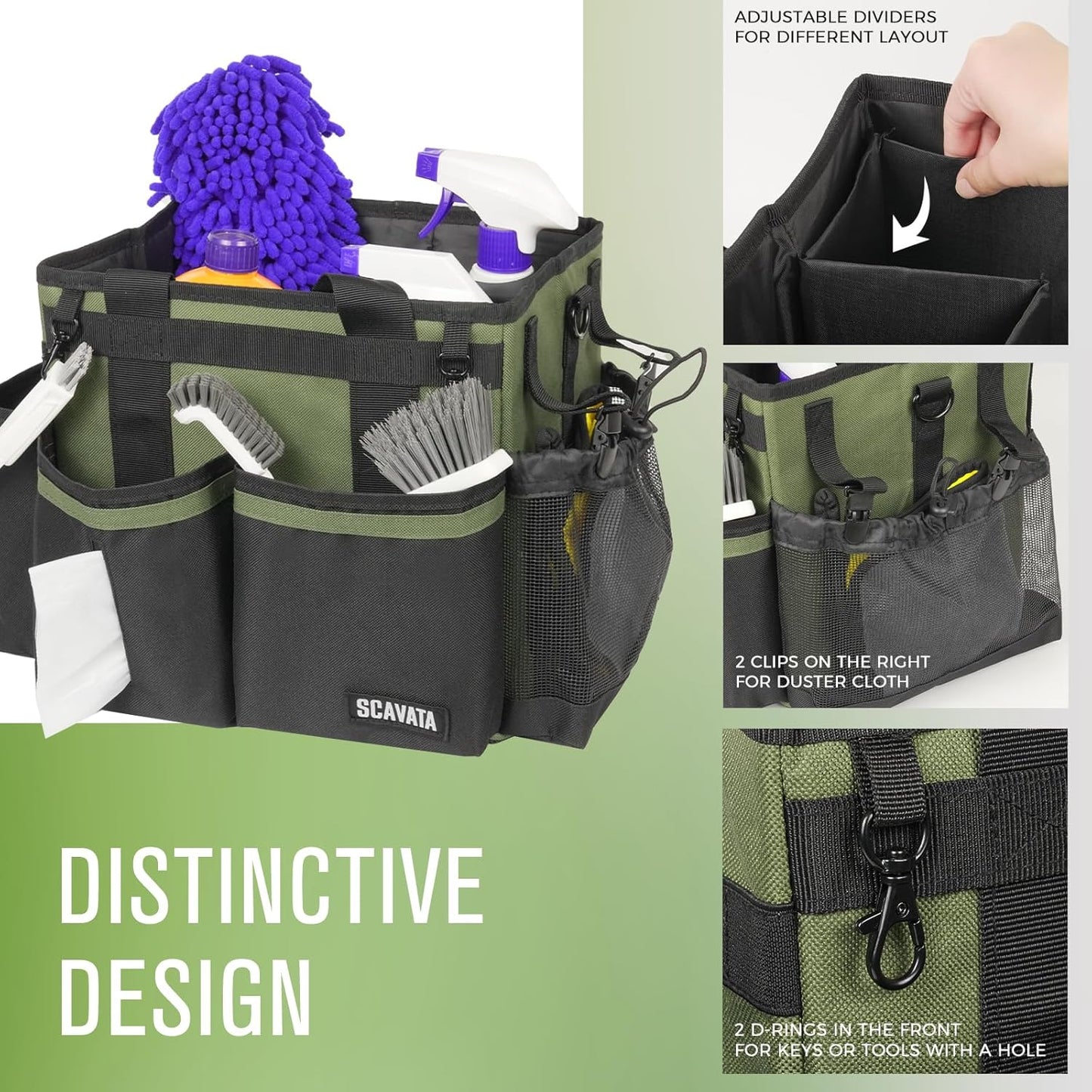 Compact Wearable Cleaning Caddy, Small Cleaning Caddy Supplies Organizer with Handle & Shoulder