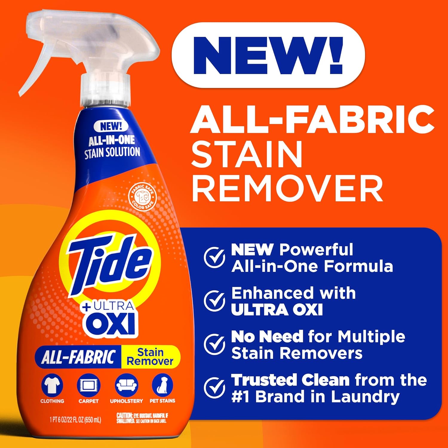 Tide Laundry Stain Remover with Oxi, Rescue Clothes, Upholstery, Carpet and more from Tough Stains