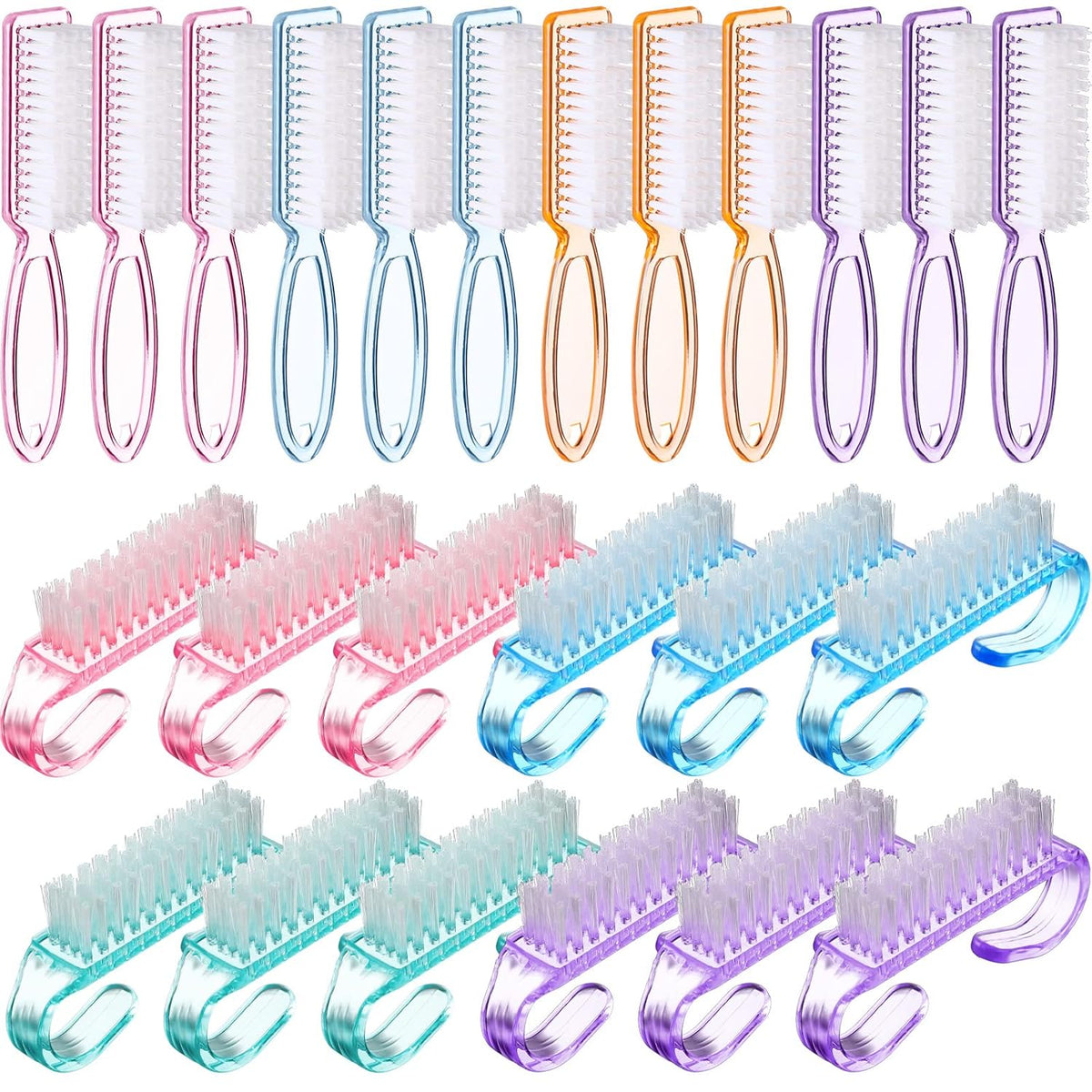 Patelai 24 Pcs Handle Grip Nail Brush Bulk Colorful Nail Scrubber Cleaner Fingernail Brushes Hand