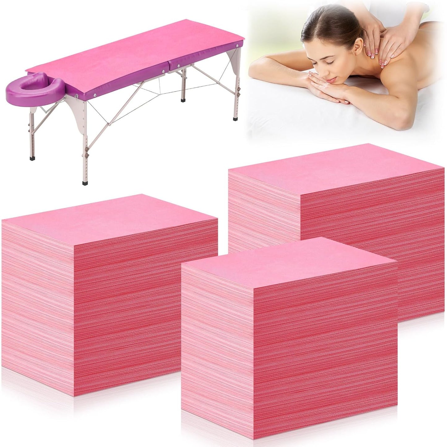Tegeme 150 Pieces Disposable Massage Table Sheets 31" x 70" Waterproof Bed Sheets Non Woven Bed