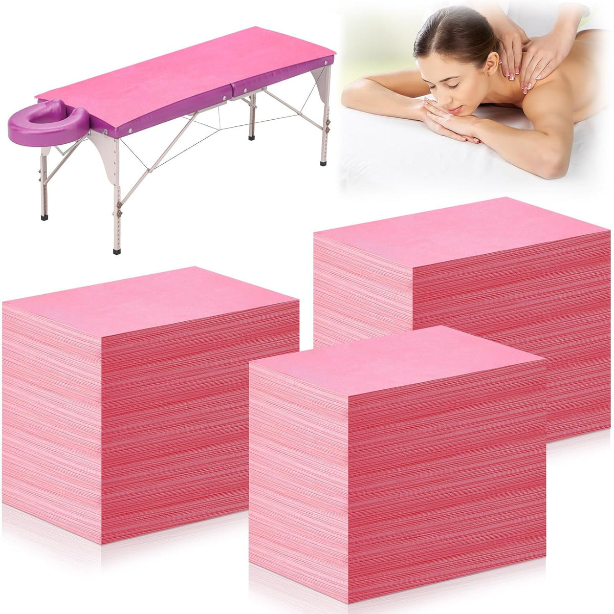 Tegeme 150 Pieces Disposable Massage Table Sheets 31" x 70" Waterproof Bed Sheets Non Woven Bed