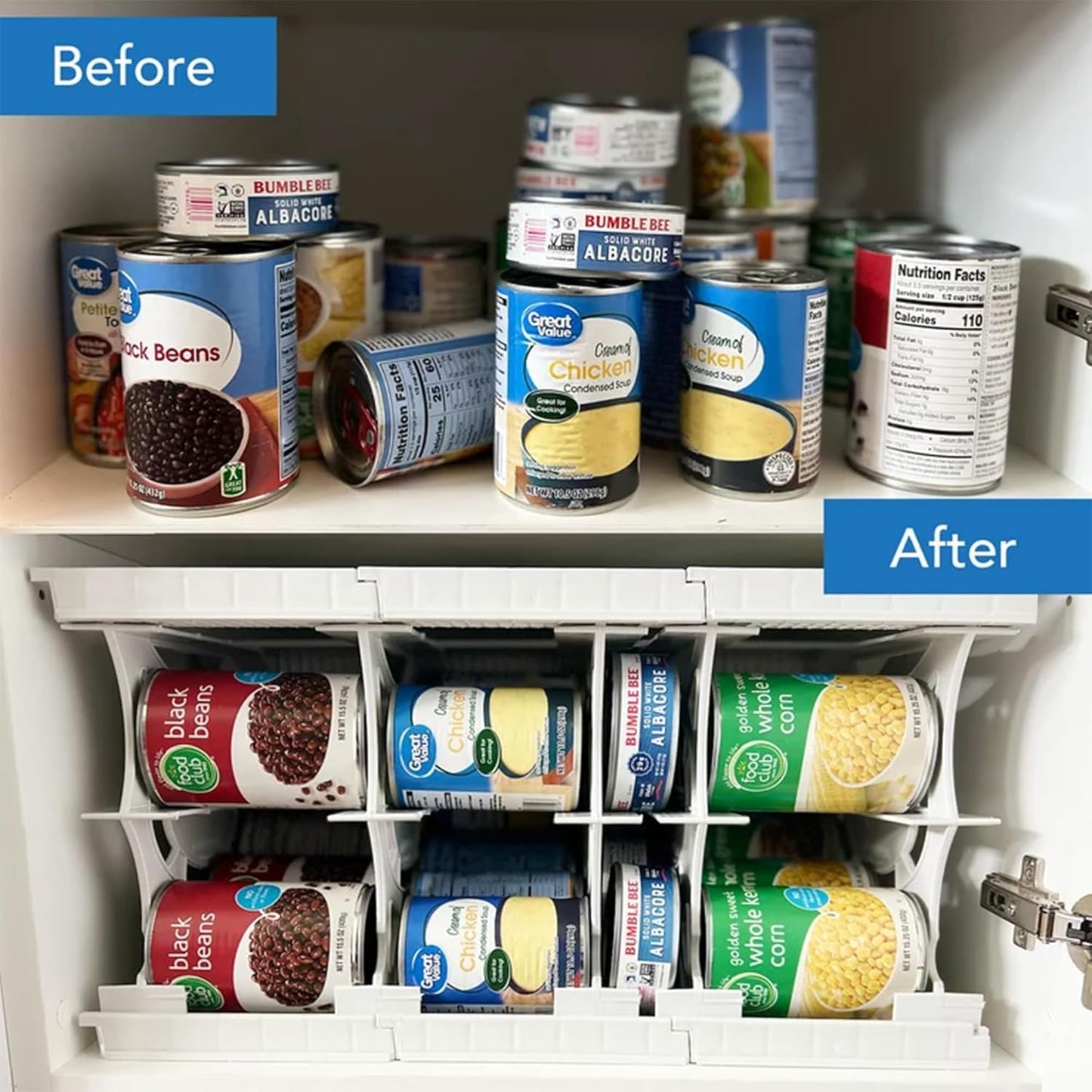 Shelf Reliance Cansolidator Cupboard - 2-Pack Can Organizer for Pantry, Stackable Soda Can Storage