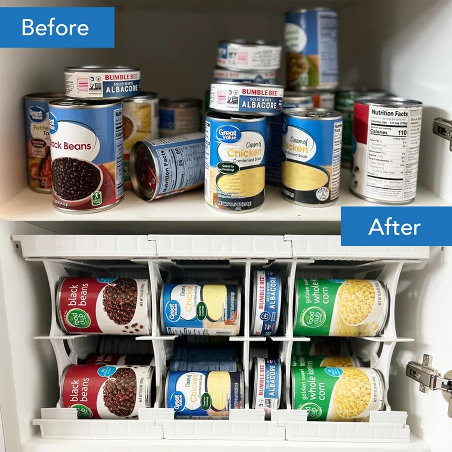 Shelf Reliance Cansolidator Cupboard - 2-Pack Can Organizer for Pantry, Stackable Soda Can Storage