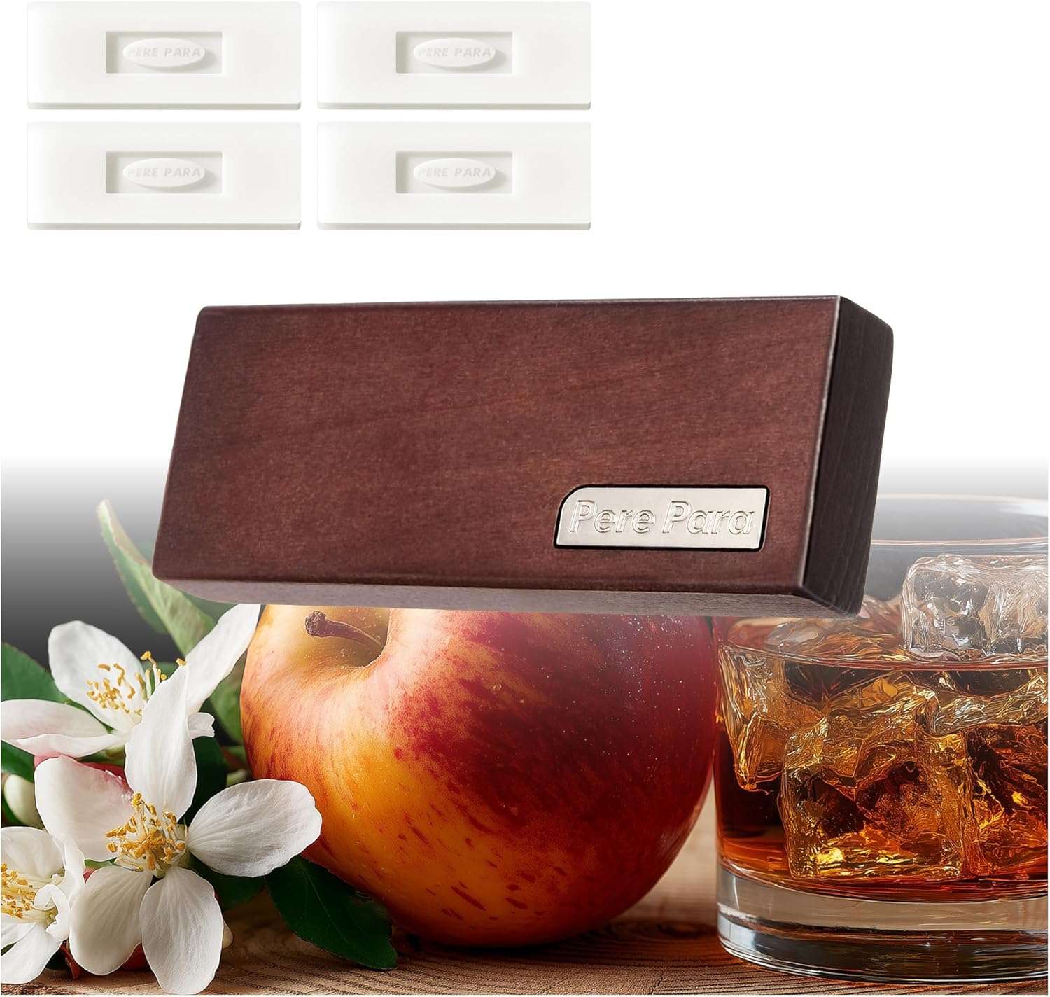 4 Refreshing Scent Bags Wood Car Air Freshener Vent Clip (Darkwood, Sun-Kissed)- Natural Scent