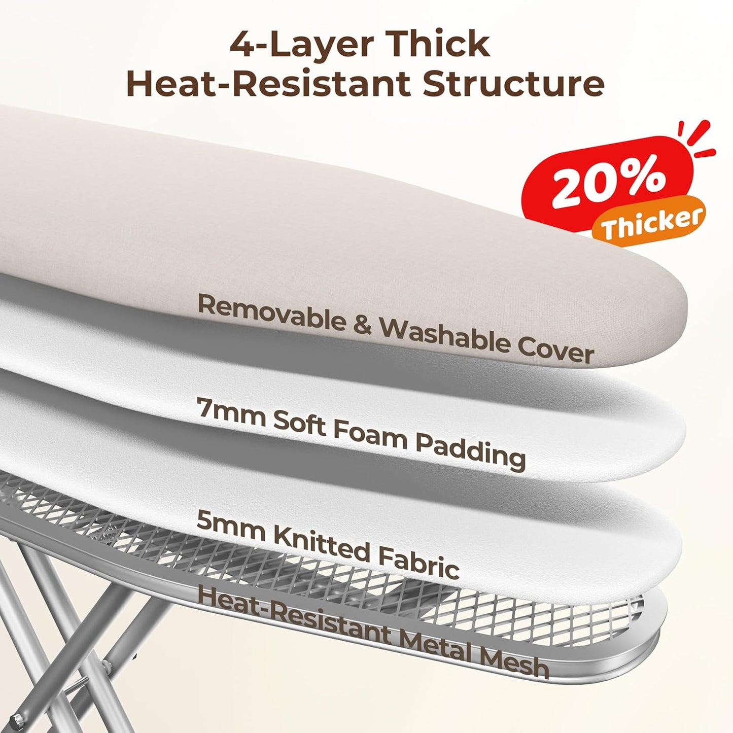 Yaheetech Foldable Ironing Board, Heavy Duty Iron Board with 9 Adjustable Heights, 4 Layer Cover