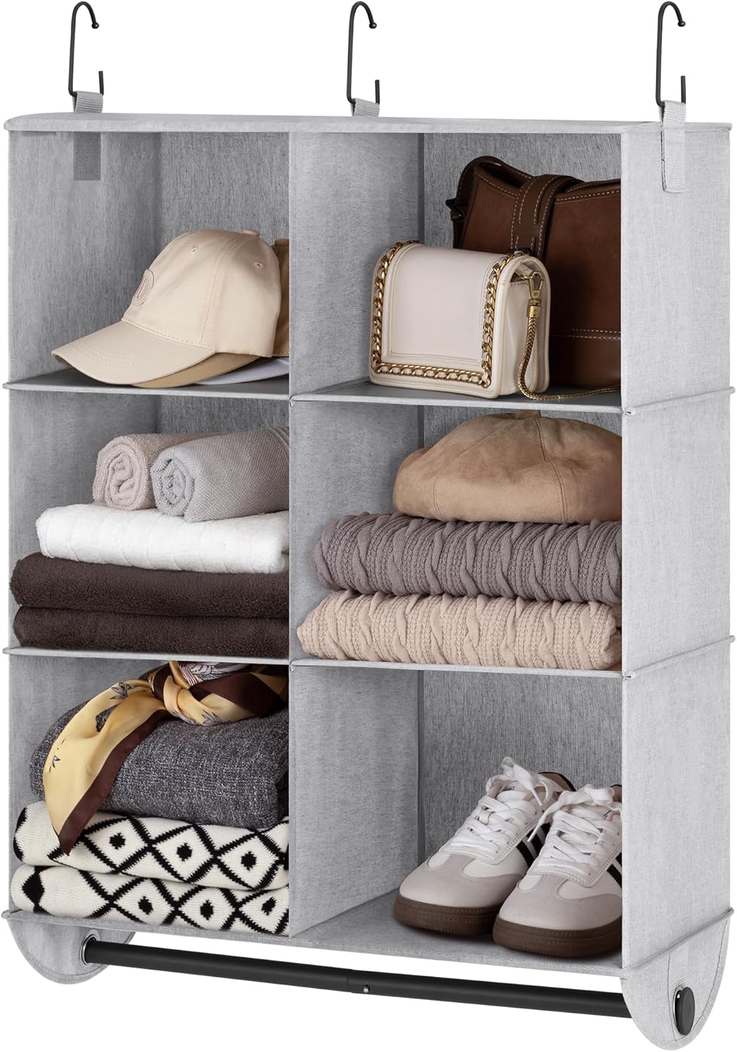 StorageWorks Hanging Closet Organizer with Metal Rod, 6-Section Closet Organizers and Storage
