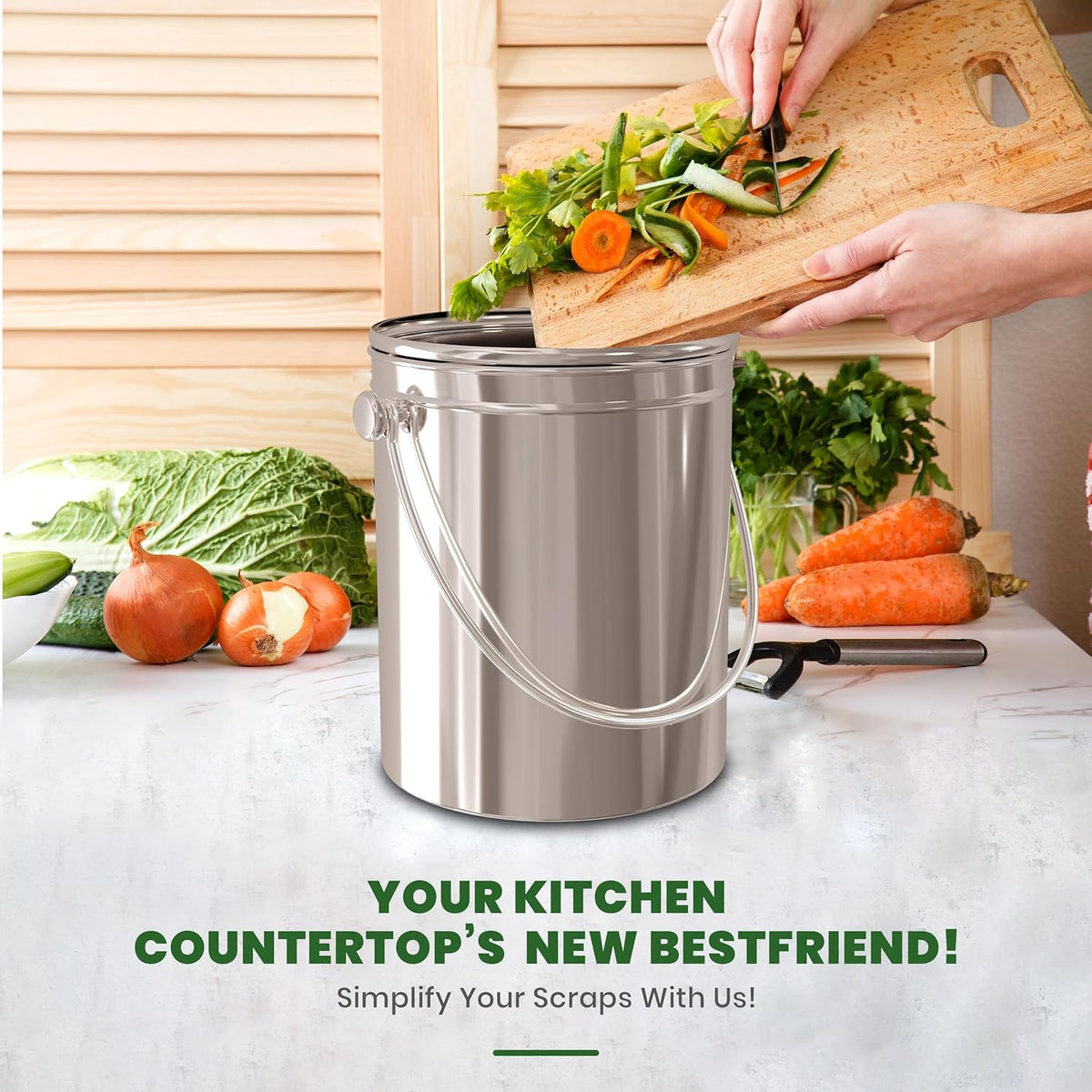 Utopia Kitchen Compost Bin for Kitchen Countertop, 1 Gallon Compost Bucket for Kitchen with Lid