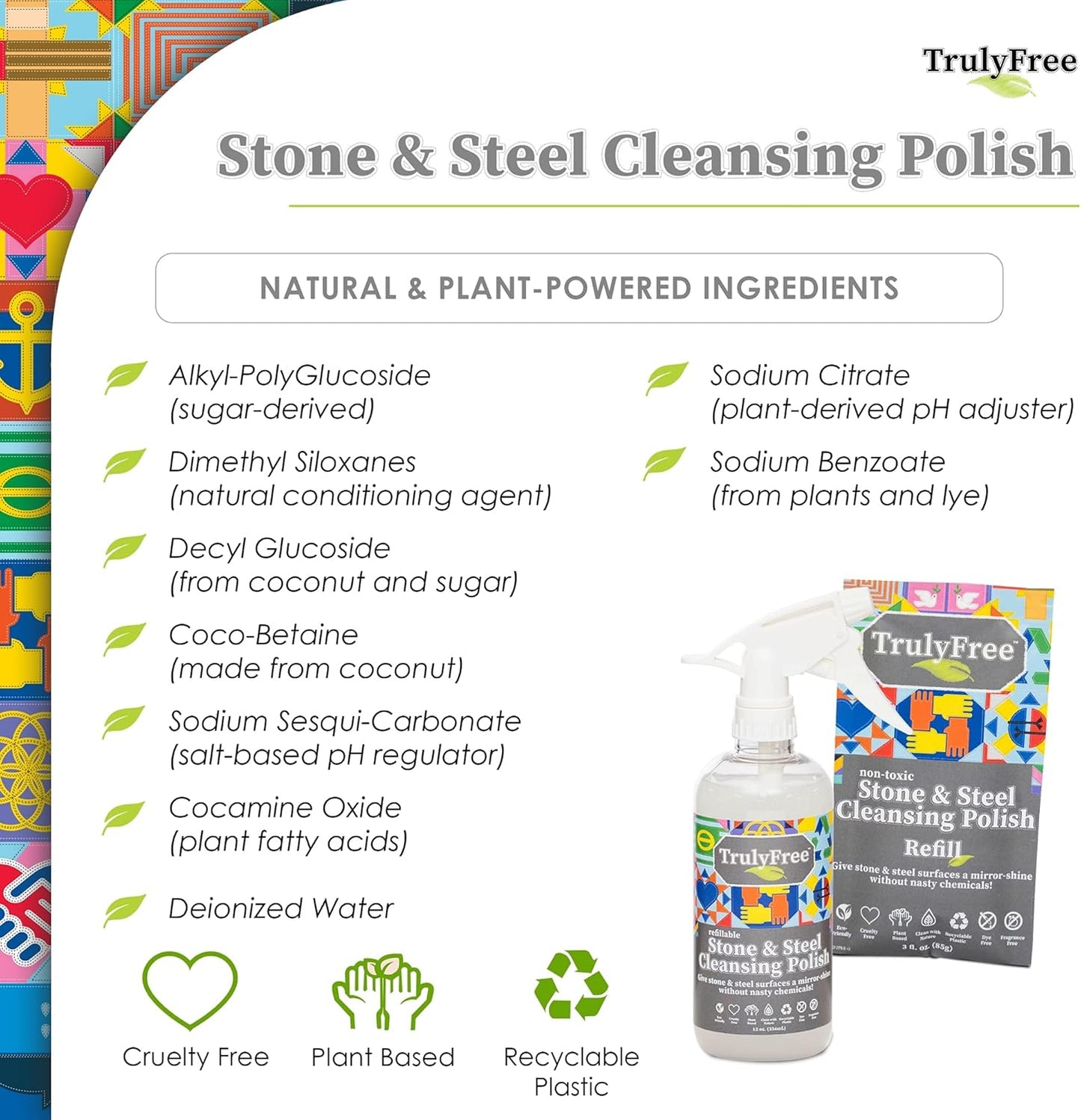 Truly Free Stone & Steel Cleansing Polish Starter Kit - Quartz, Marble, Granite, Stone Countertop