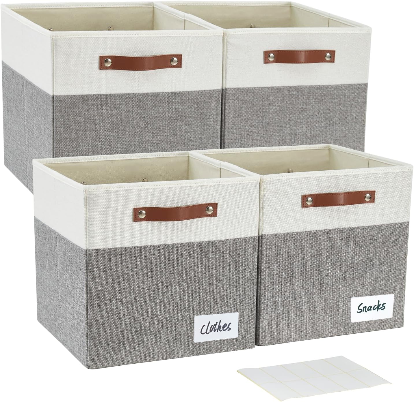 Collapsible Fabric Storage Cube Bins with 2 Reinforced PU Handles, Foldable Storage Organizer