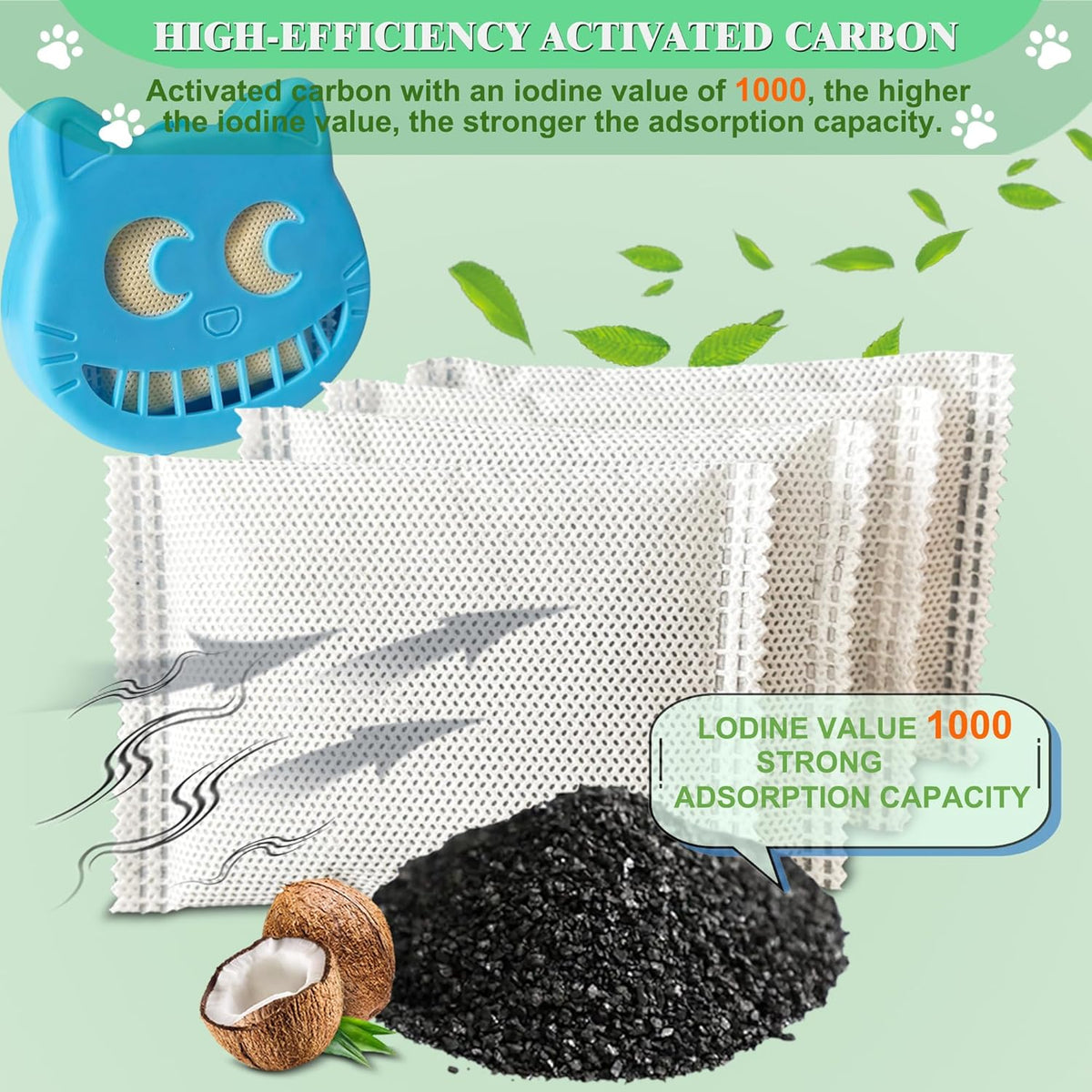 Unscented Cat Litter Box Deodorizer Kit Stick-On Activated Carbon Odor Eliminators Compatible with