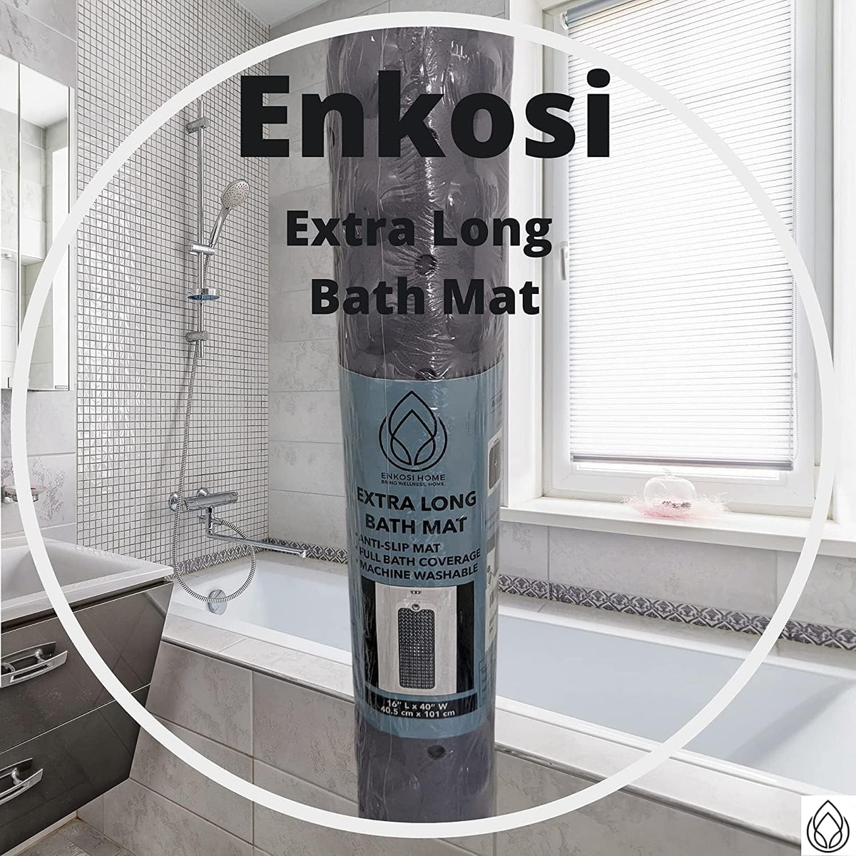 ENKOSI Bath Mat - Large Non Slip Bathtub & Shower Mat - Extra Long 40 x 16 Inch Bathroom Mats for