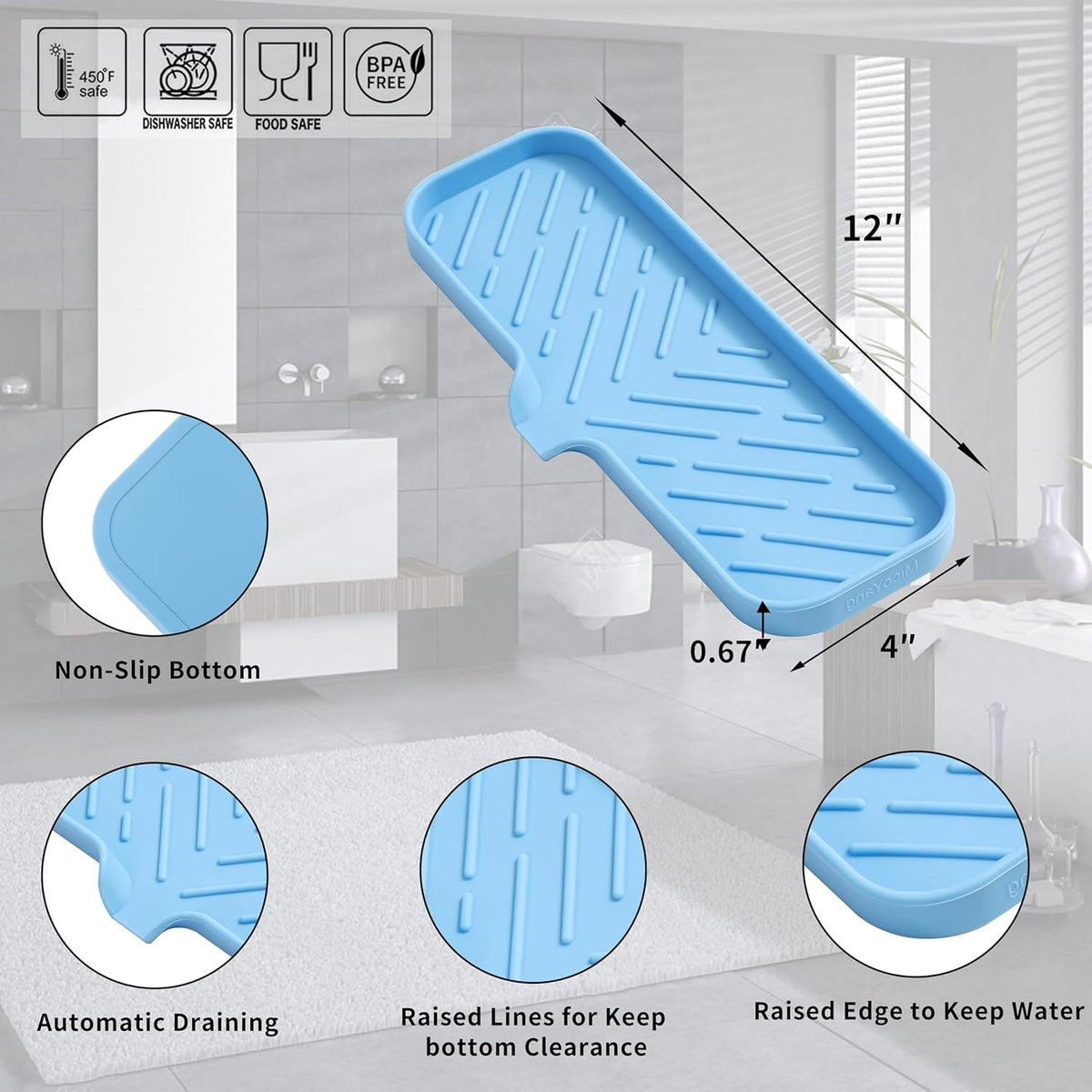 Silicone Bathroom Soap Dishes with Drain Spout-Bathroom and Kitchen Sink Organizer,Sponge
