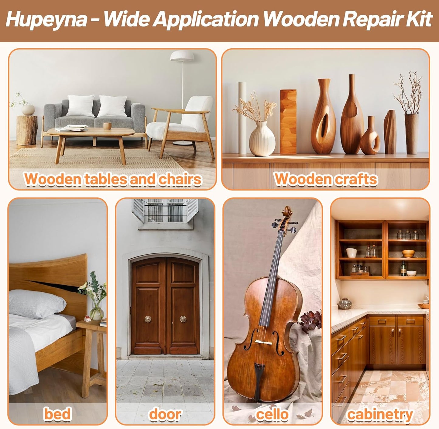 Wood Repair Kit, Wood Furniture Repair Kit, Wood Filler, Wood Putty and Beeswax- Repair Stains