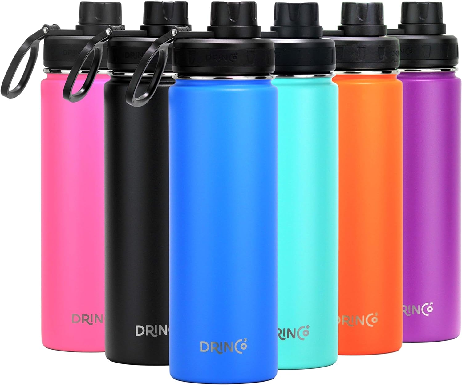 DRINCO Stainless Steel Water Bottle Spout Lid Vacuum Insulated Double Wall Water Bottle Wide Mouth