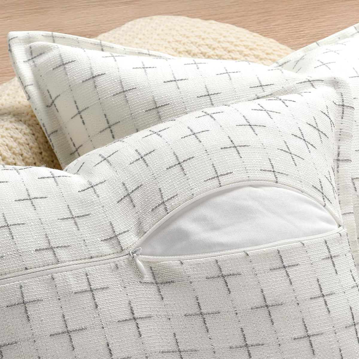 ZWJD Pillow Covers 26x26 Set of 2 Soft Polyester Textured Pillow Covers with Stylish Flange Edge