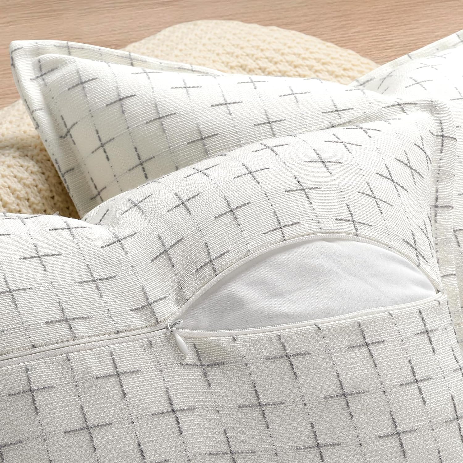 ZWJD Pillow Covers 26x26 Set of 2 Soft Polyester Textured Pillow Covers with Stylish Flange Edge