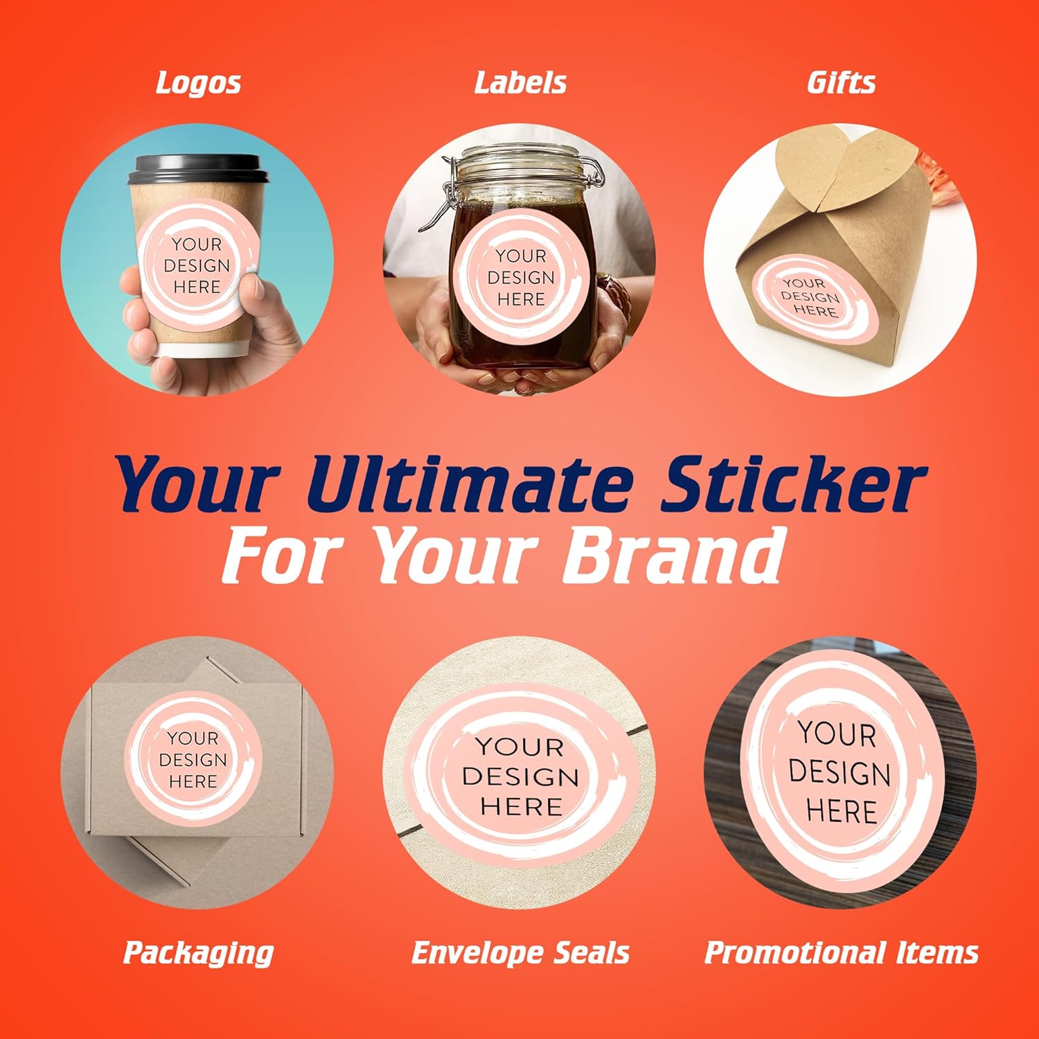 100 Custom Vinyl Stickers - Upload Your own Image, Text, Design, Logo - Personalized Logo Labels