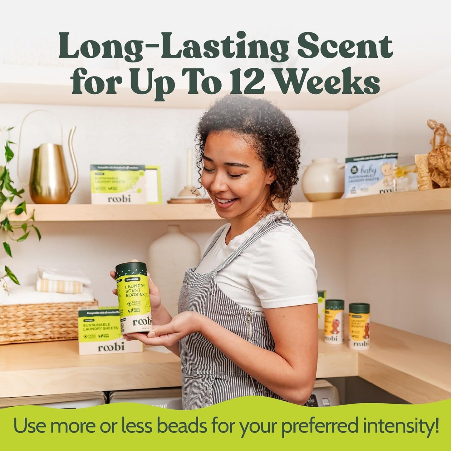 Roobi Sustainable Laundry Scent Booster Beads. Linen Breeze Fragrance Laundry Beads. Up to 20