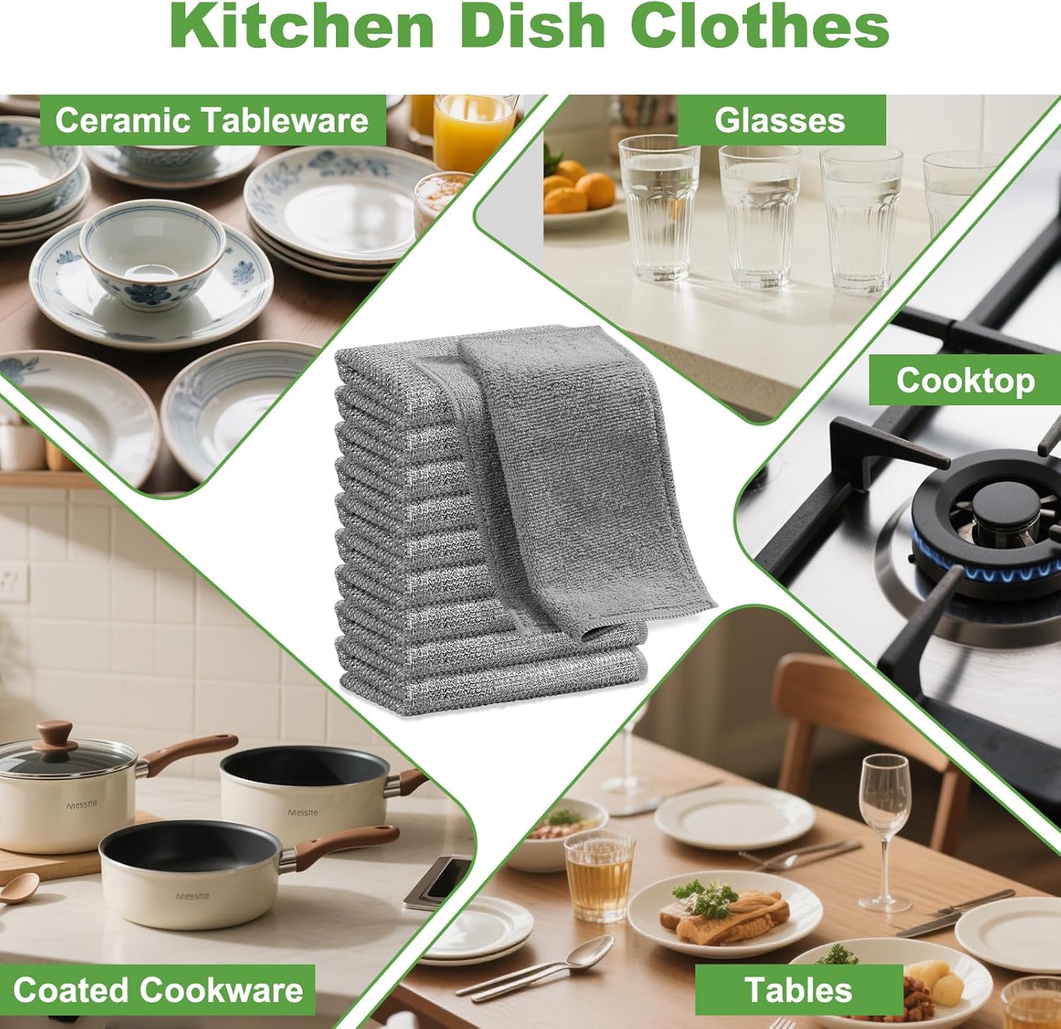 10 Counts Multipurpose Wire Dishwashing Rag,Non Scratch Wire Dishcloth,Microfiber Miracle Cleaning