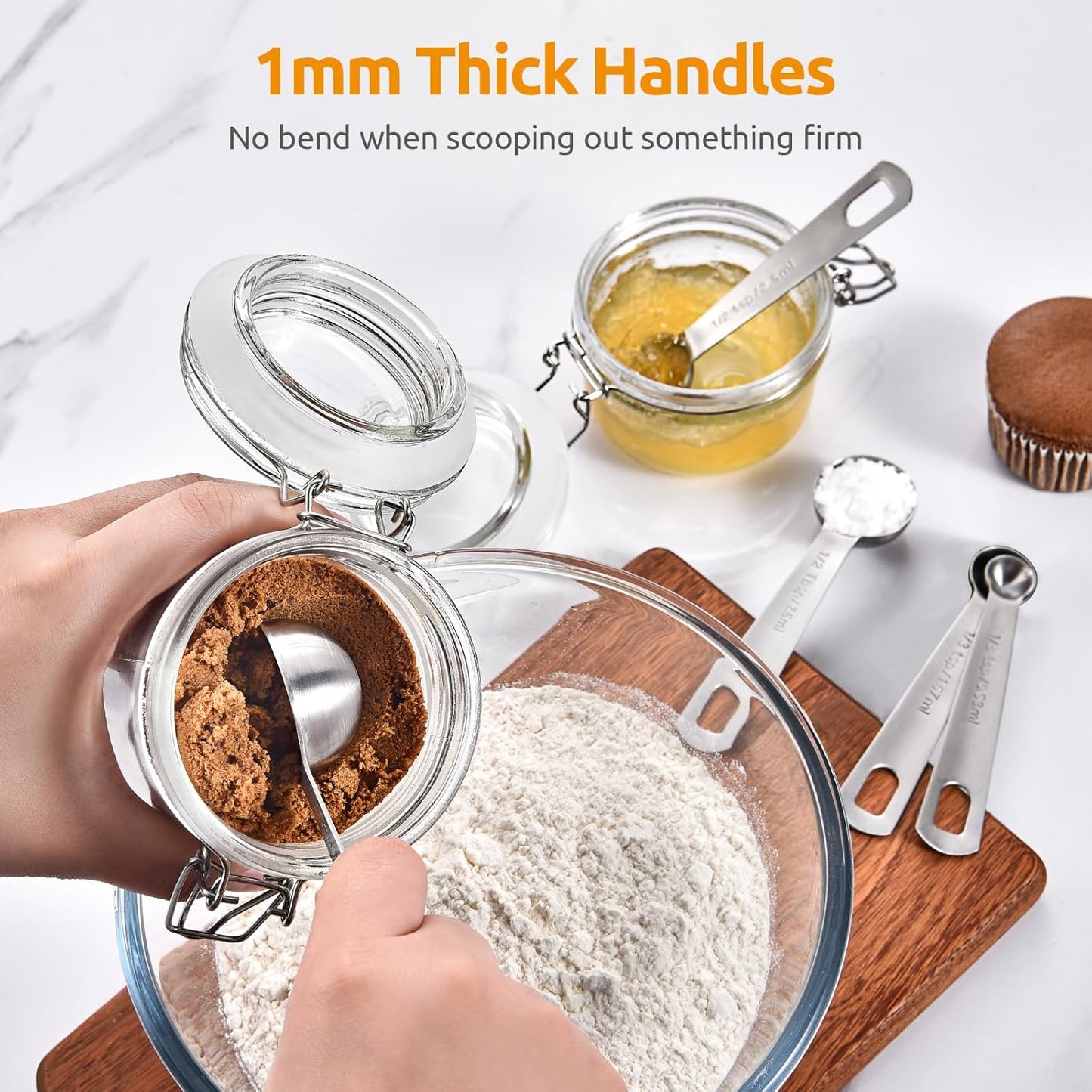 U-Taste Teaspoon Tablespoon Measuring Spoons: 18/8 Stainless Steel Measure Scoop Set of 5, 1/4 TSP