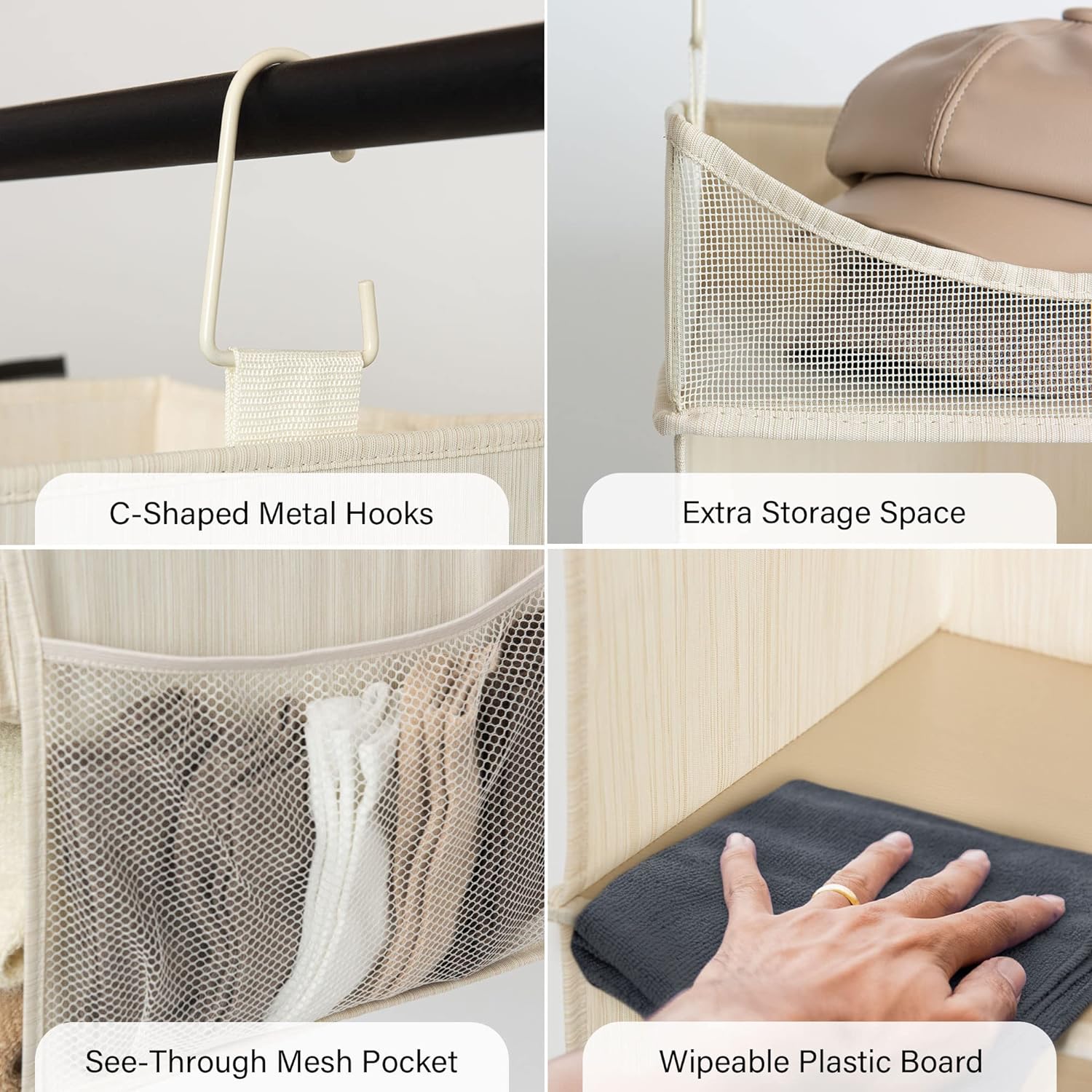 StorageWorks 3-Shelf Hanging Closet Organizer, Adjustable Hanging Closet Organizers and Storage, 12