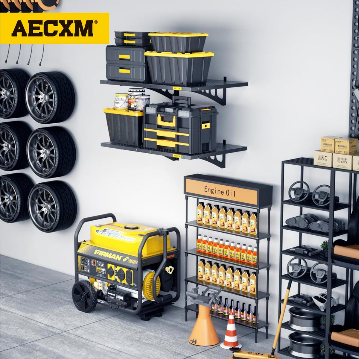 2-Pack 2x3ft Adjustable Garage Wall Shelving 560lbs Load Capacity Heavy Duty Wall Mounted Storage