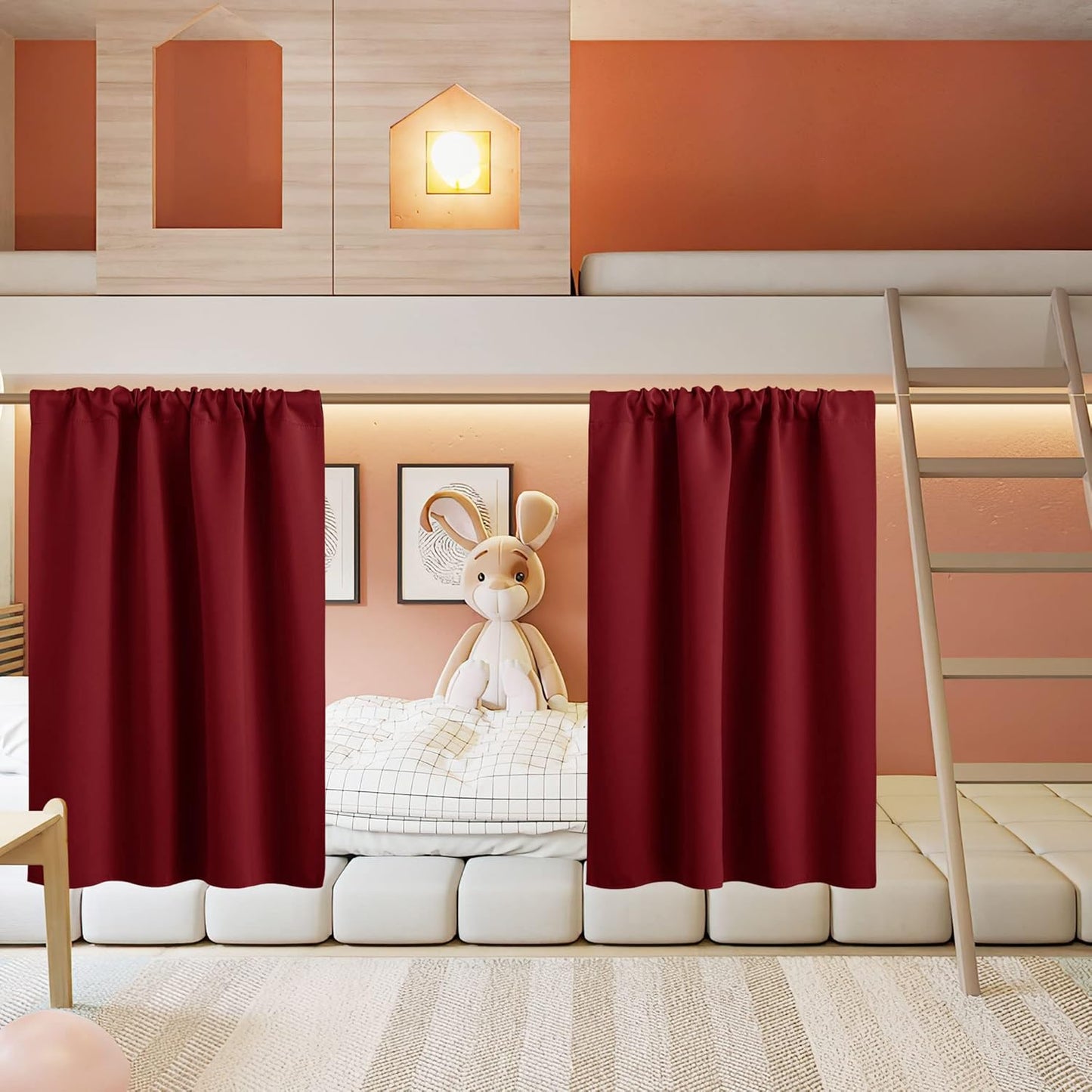 RYB HOME Short Curtains for Living Room Blackout Portable Blinds Shades for Bedroom Bathroom