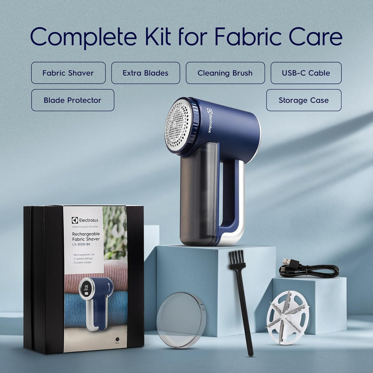 Electrolux Rechargeable Fabric Shaver | 3-Speed Lint Remover for Clothes & Furniture | Eliminates