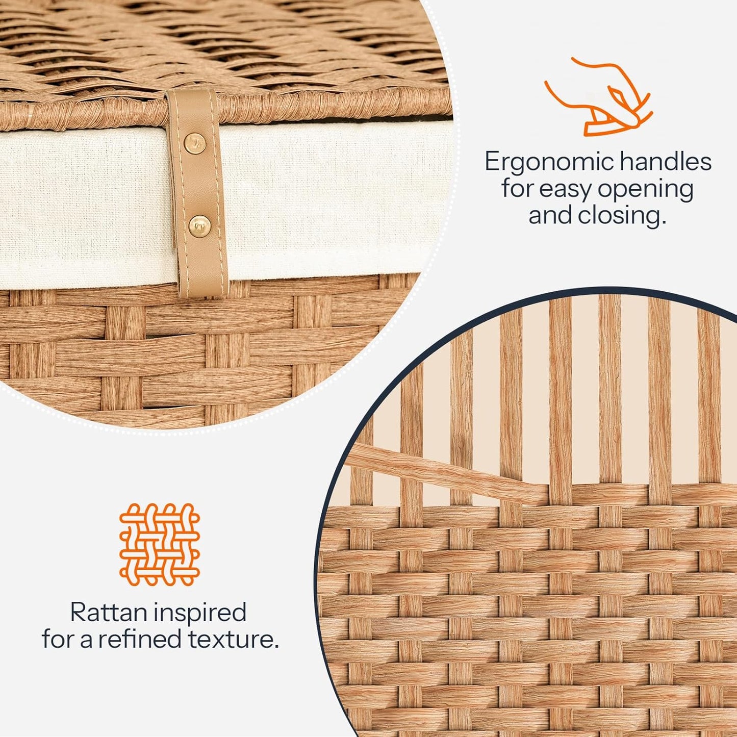 HOOBRO Storage Basket with Lid, 17.2 Gallon (65L) Wicker Basket, Handwoven Blanket Storage Basket