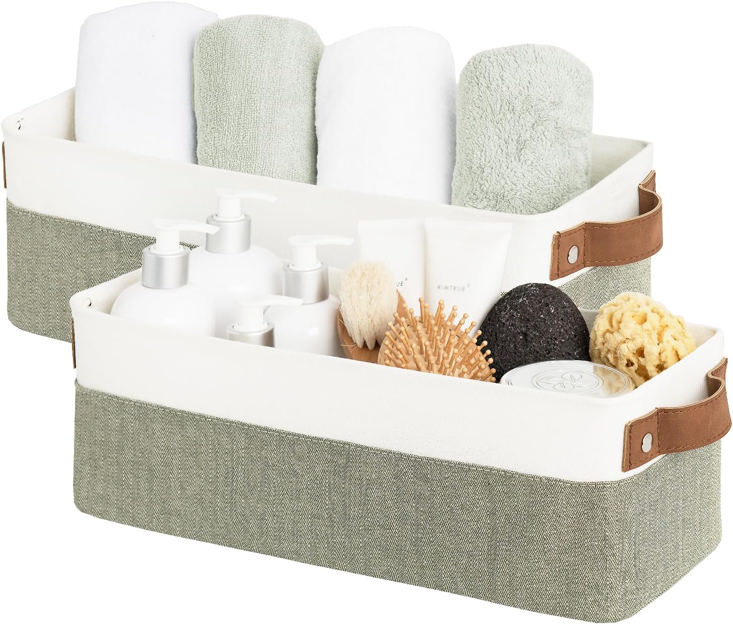 StorageWorks Narrow Storage Bins, Small Basket for Closet and Shelves, Fabric Organizer with