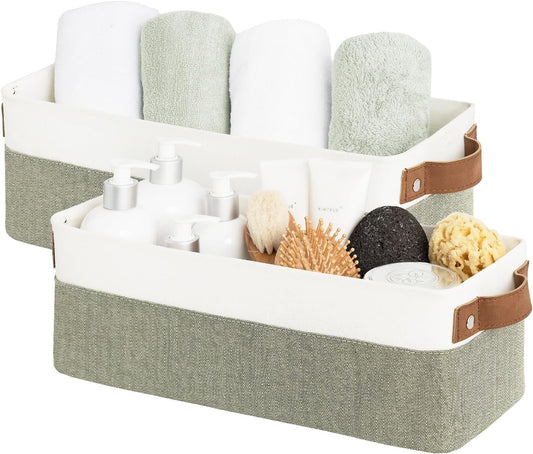 StorageWorks Narrow Storage Bins, Small Basket for Closet and Shelves, Fabric Organizer with