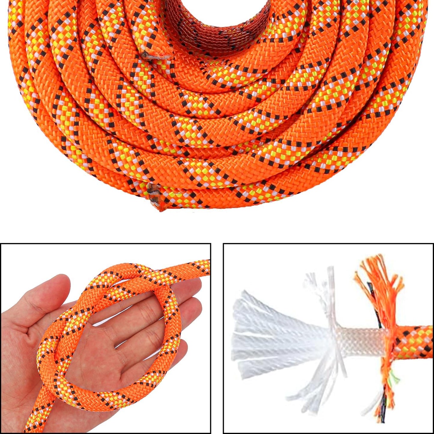 1/2 Inch 100 FT Tree Felling Rope, Professional Static Rope, Orange Versatile Arborist Logging