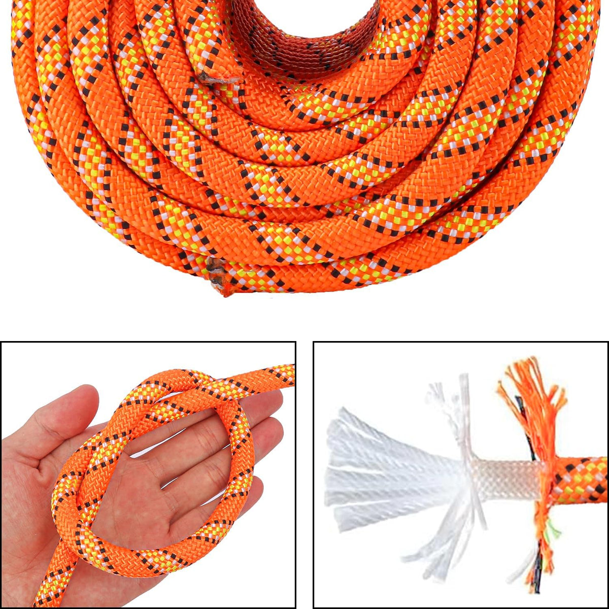 1/2 Inch 100 FT Tree Felling Rope, Professional Static Rope, Orange Versatile Arborist Logging