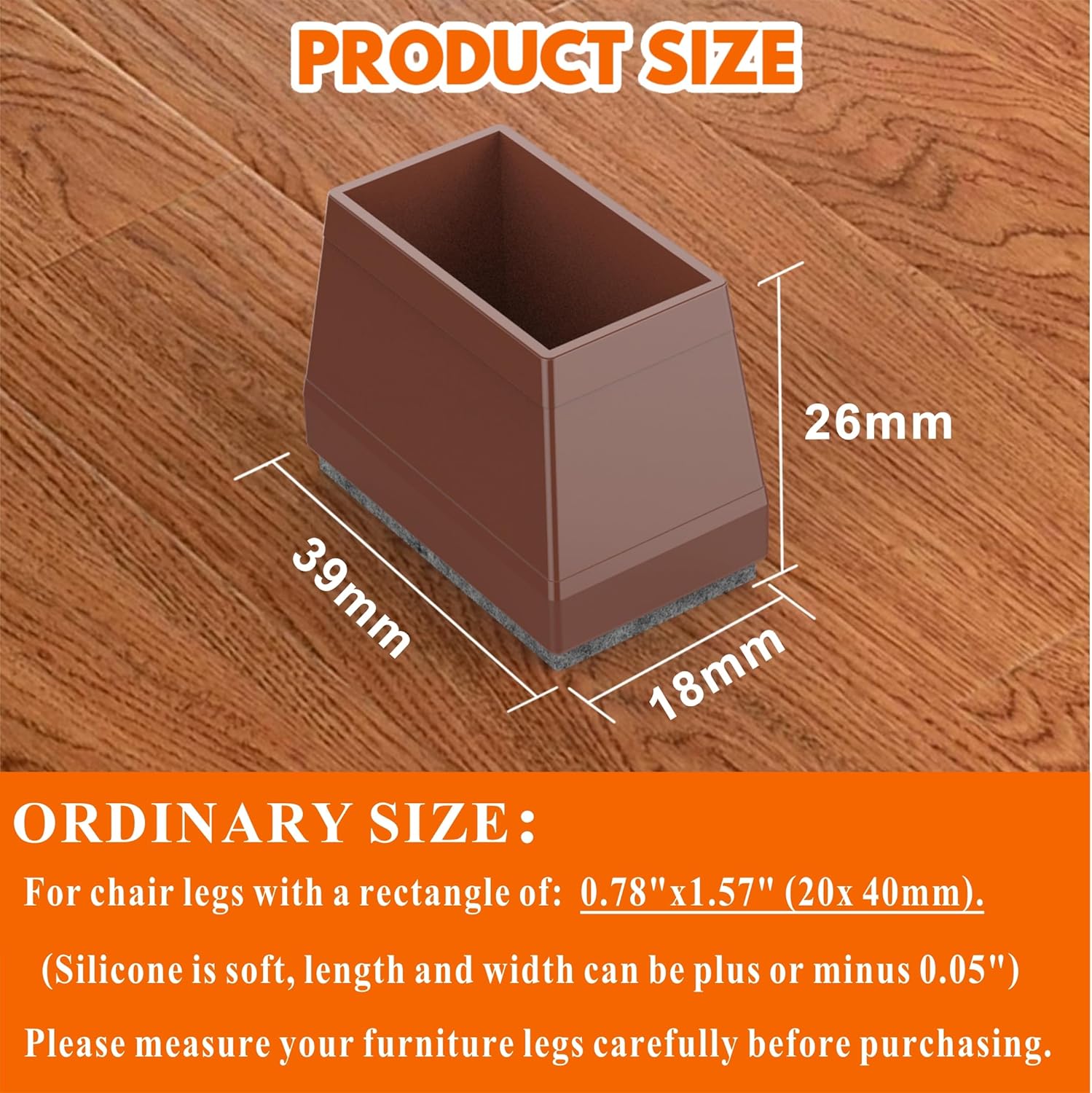 Rectangle Chair Leg Protectors for Hardwood Floors,16 PCS Silicone Covers to Protect Wood Tile