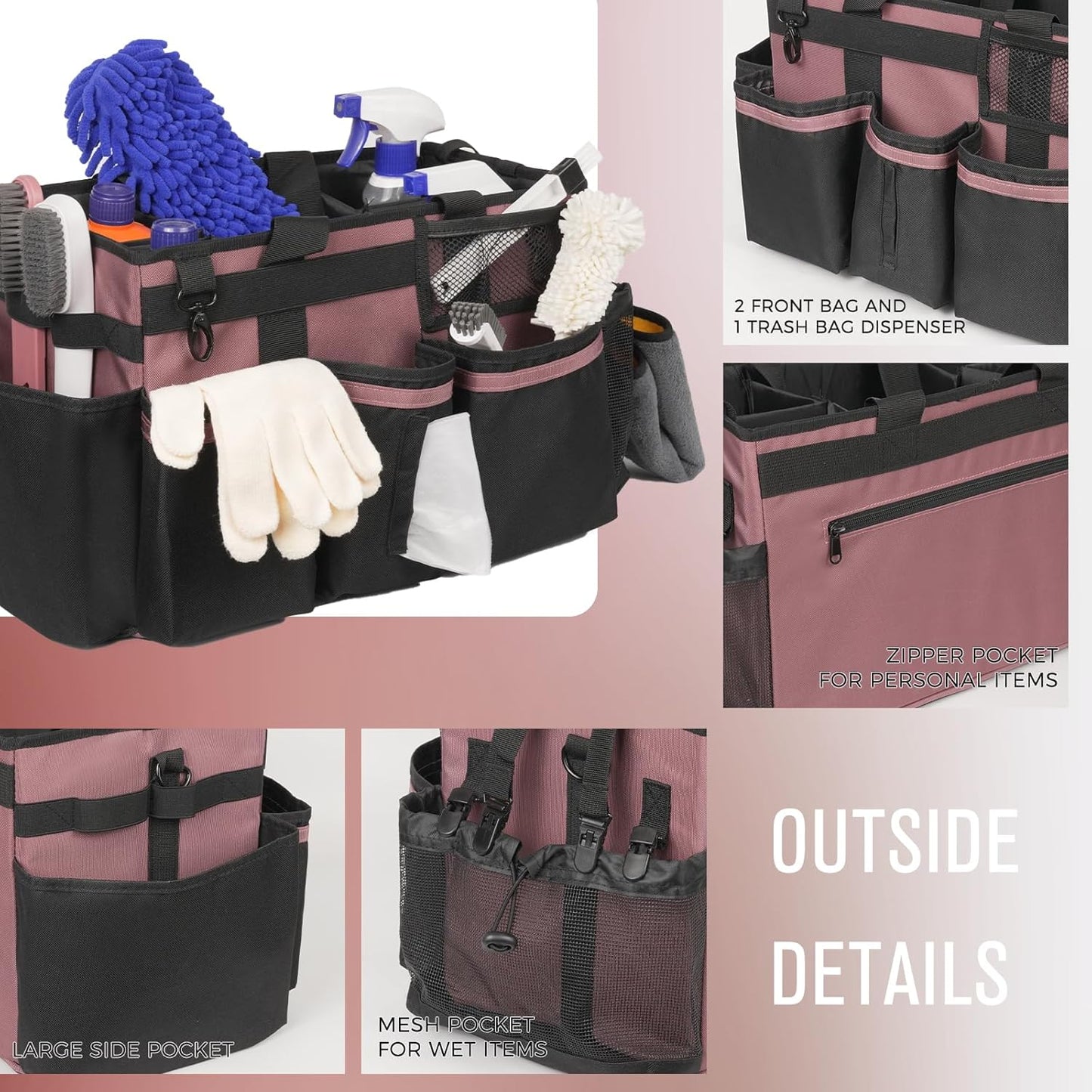 Wearable Cleaning Caddy, Cleaning Caddy Supplies Organizer with Handle & Shoulder Straps for