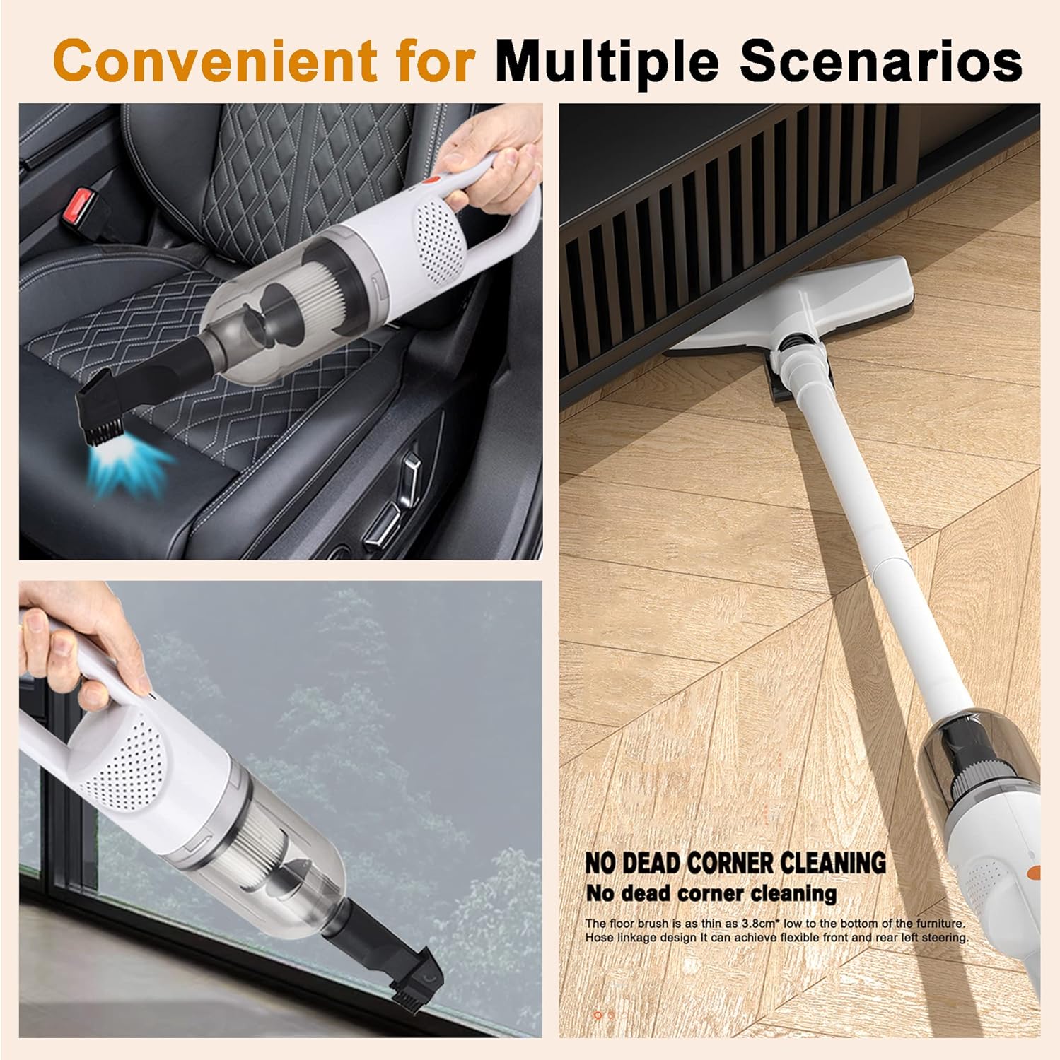 6-in-1 Lightweight Stick Vacuum Cleaner with 100W Powerful Motor, Mini Portable Household Handheld