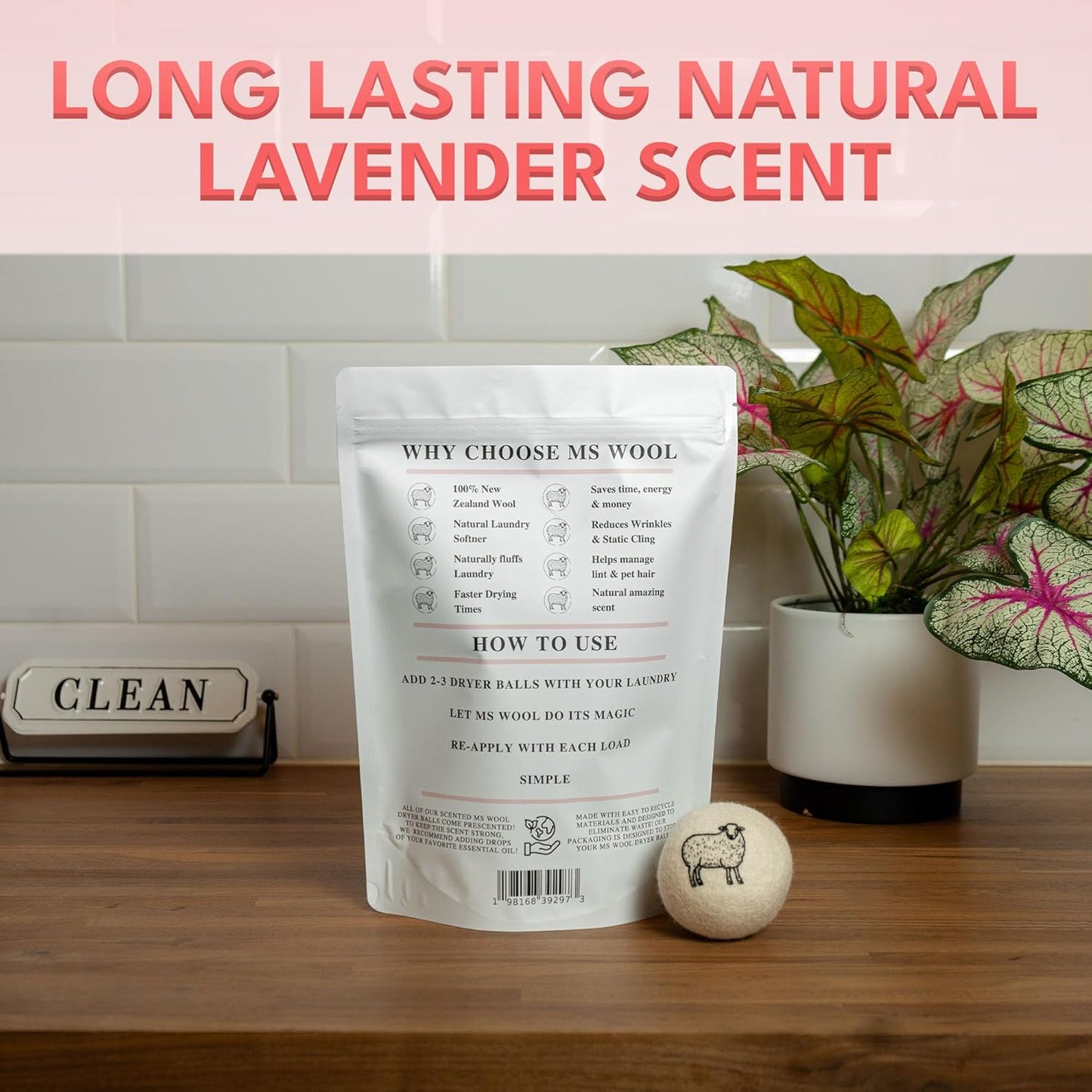 Lavender Scented Wool Dryer Balls – 6 XL Pack – Natural Fabric Softener, Reusable, Reduces Static