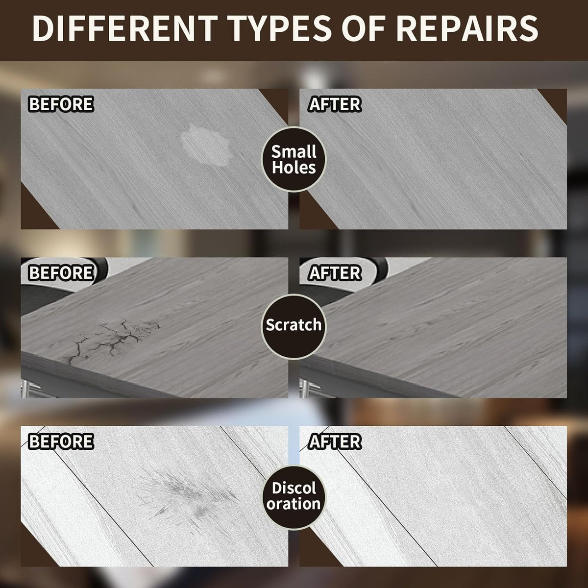 Wood Repair Kit, 13Pcs Wood Fillers, Furniture Repair Kit Scratch Cover for Wood Cracks, Stains